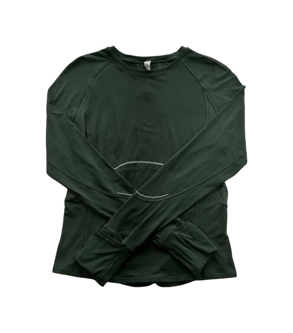 Lululemon Women's Rulu Reflective Running Long Sleeve Shirt Green Size 8 USED - FERAL