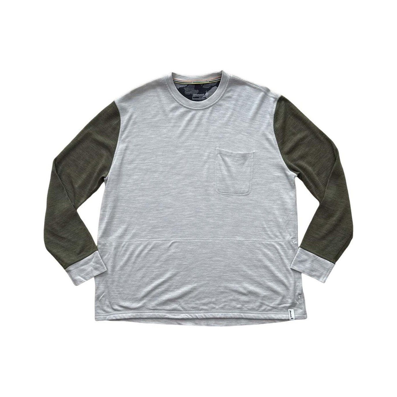 Smartwool Men's 100% Merino Long Sleeve Crew Grey/Green Large USED - FERAL