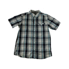 Mountain Hardwear Men's Button Down Short Sleeve Shirt Blue/Grey Medium USED - FERAL