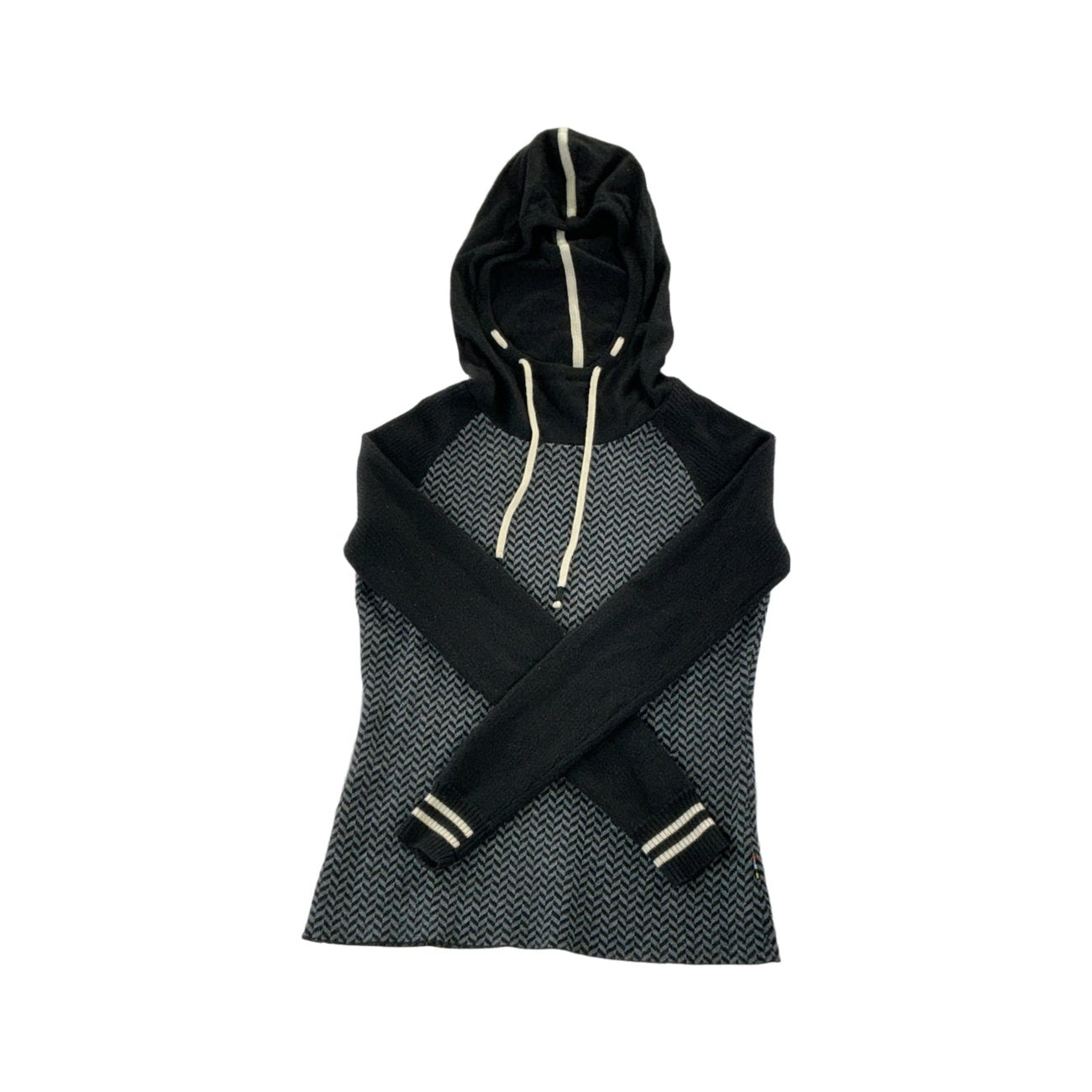 Smartwool Women's Dacono Wool Blend Hooded Baselayer Top Chevron Black Medium USED - FERAL