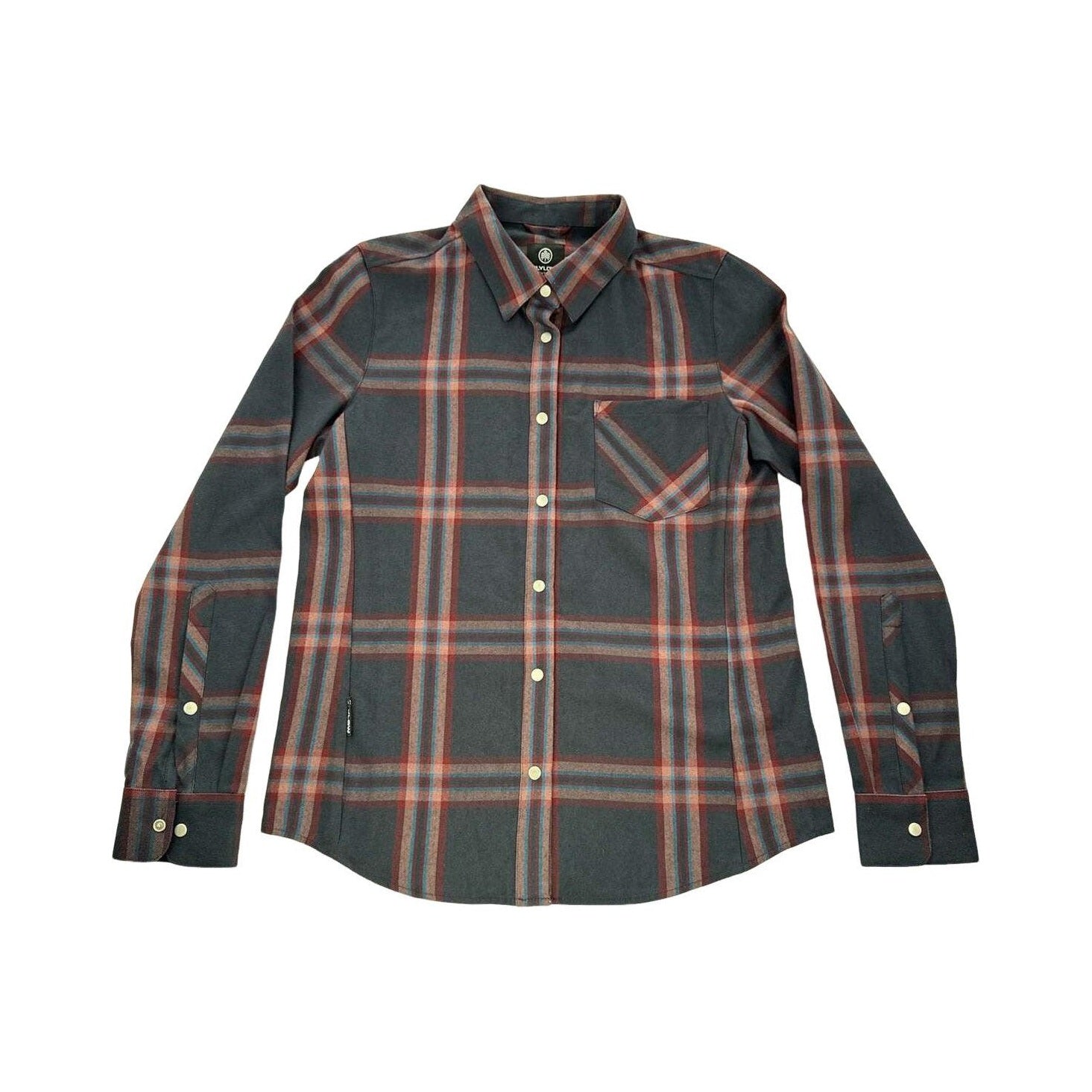 Flylow Women's Brigitte Tech Fleece Shirt Navy Plaid Medium USED - FERAL