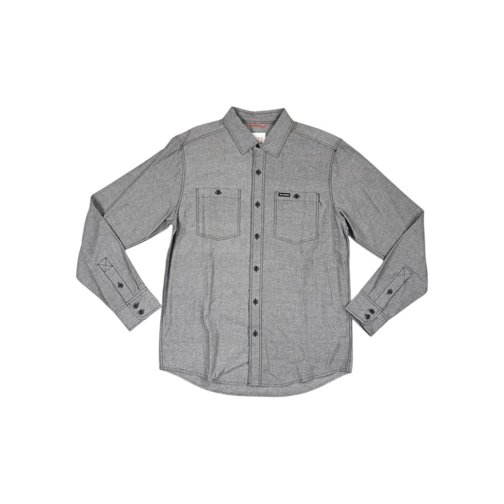 Topo Designs Men's Lightweight Chambray Shirt Long Sleeve Shirt Grey M Sample - FERAL