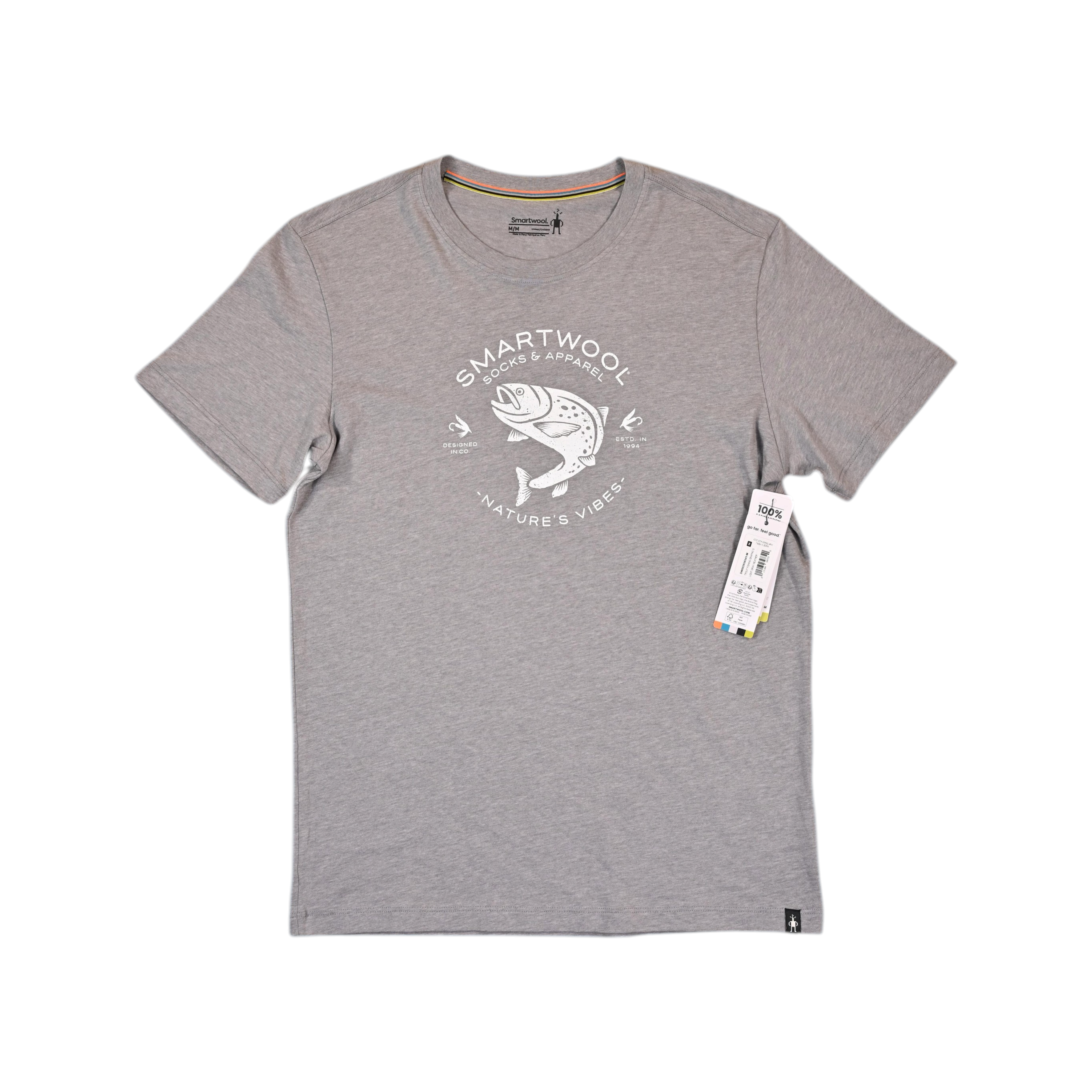 Smartwool Men's Trout Fishing Graphic SS Tee | Grey | Size M | FERAL