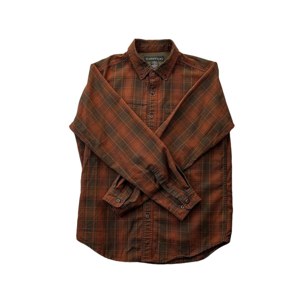 Exofficio Men's Lightweight Flannel Travel Shirt Orange Medium USED - FERAL