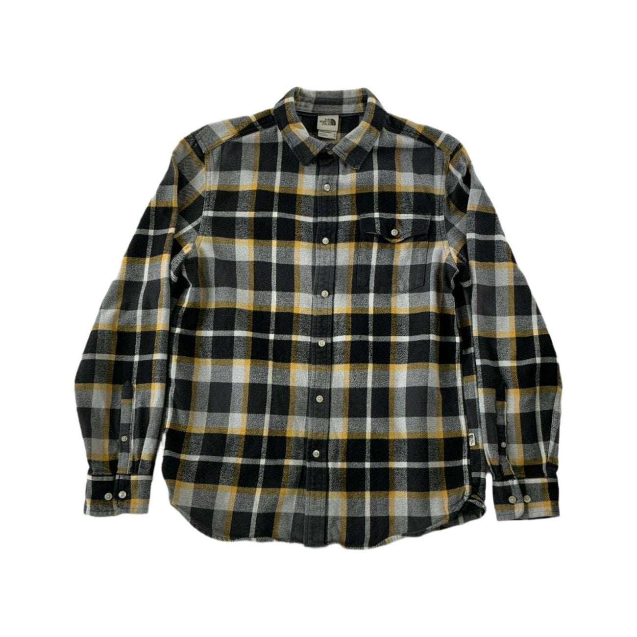 North Face Men's Heavyweight Flannel Black/Gold Medium USED - FERAL