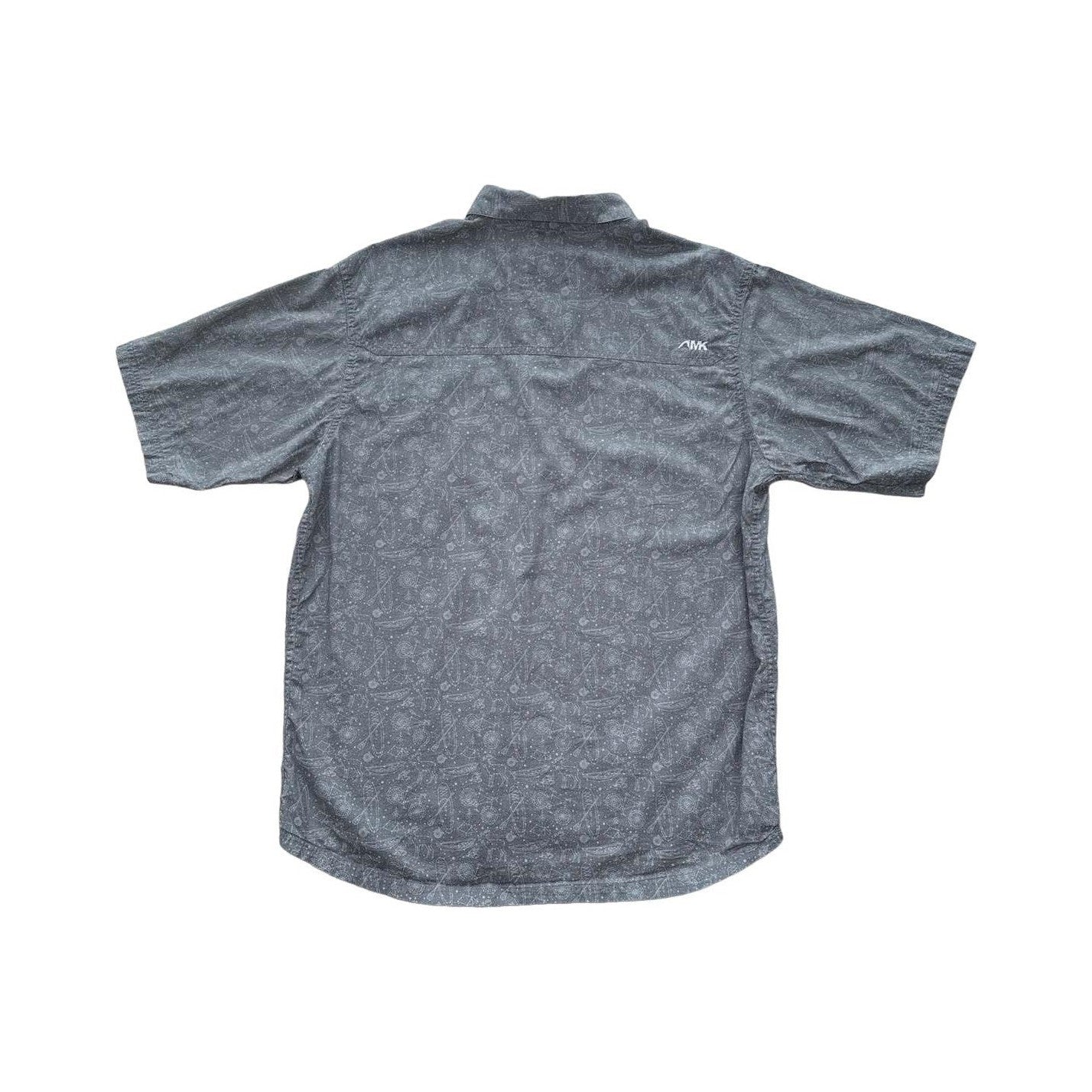 Mountain Khakis Men's Button Down Short Sleeve Shirt Grey Print Medium Used - FERAL