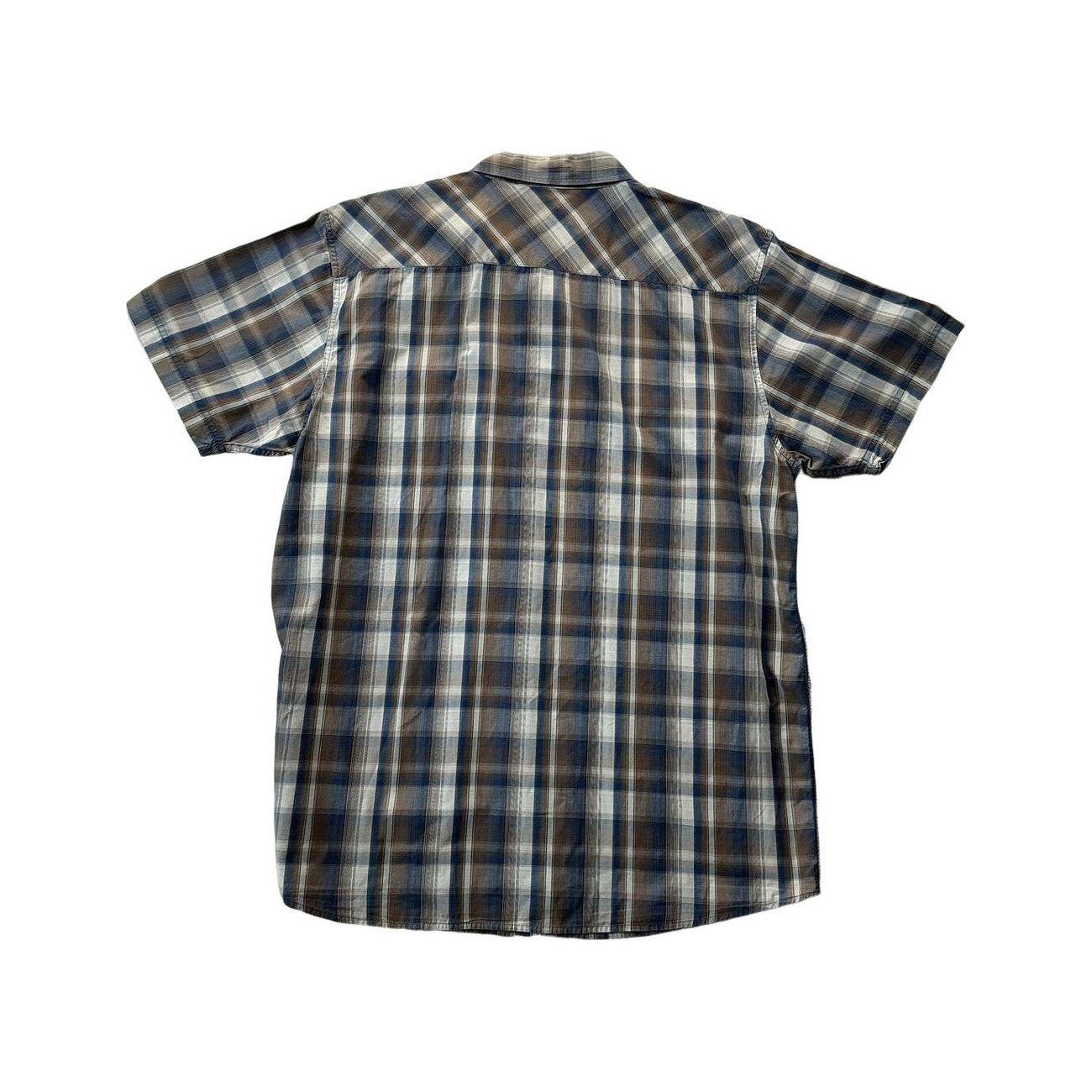 The North Face Men's Pearl Snap Short Sleeve Hiking Shirt Blue XXL USED - FERAL