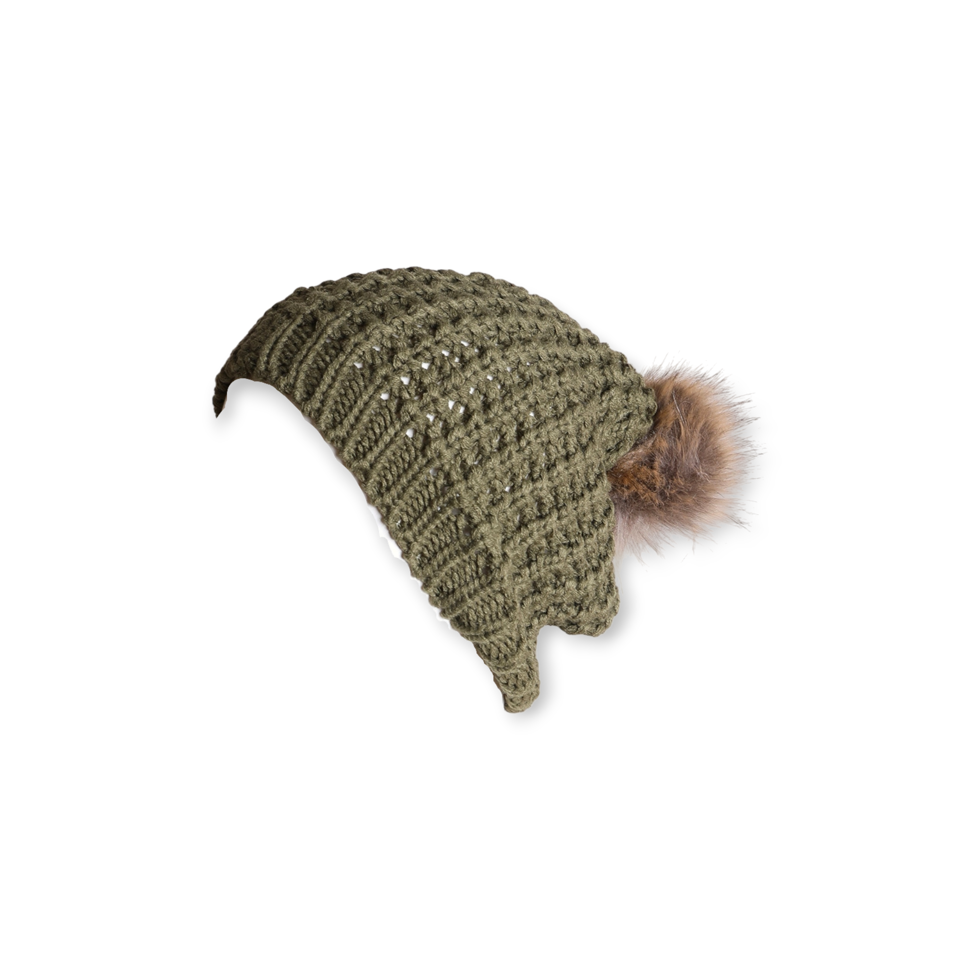 Leto Accessories Textured Knit Pom Pom Beanie - FERAL