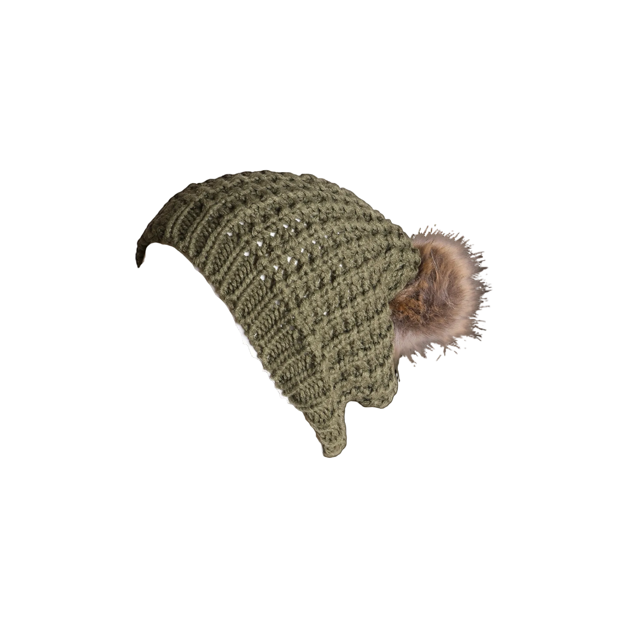 Leto Accessories Textured Knit Pom Pom Beanie - FERAL