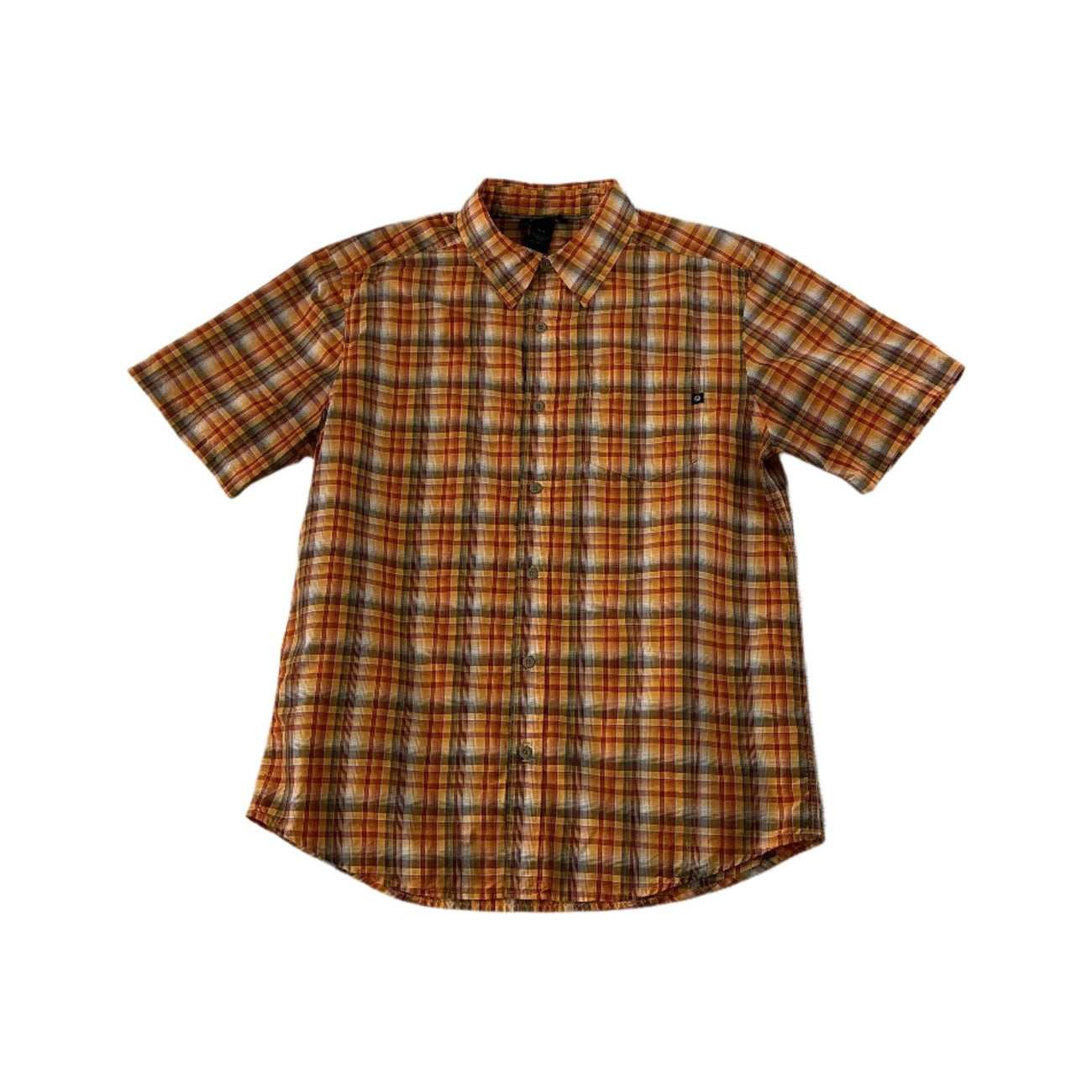 Marmot Men's Short Sleeve Button Down Shirt Orange Medium USED - FERAL