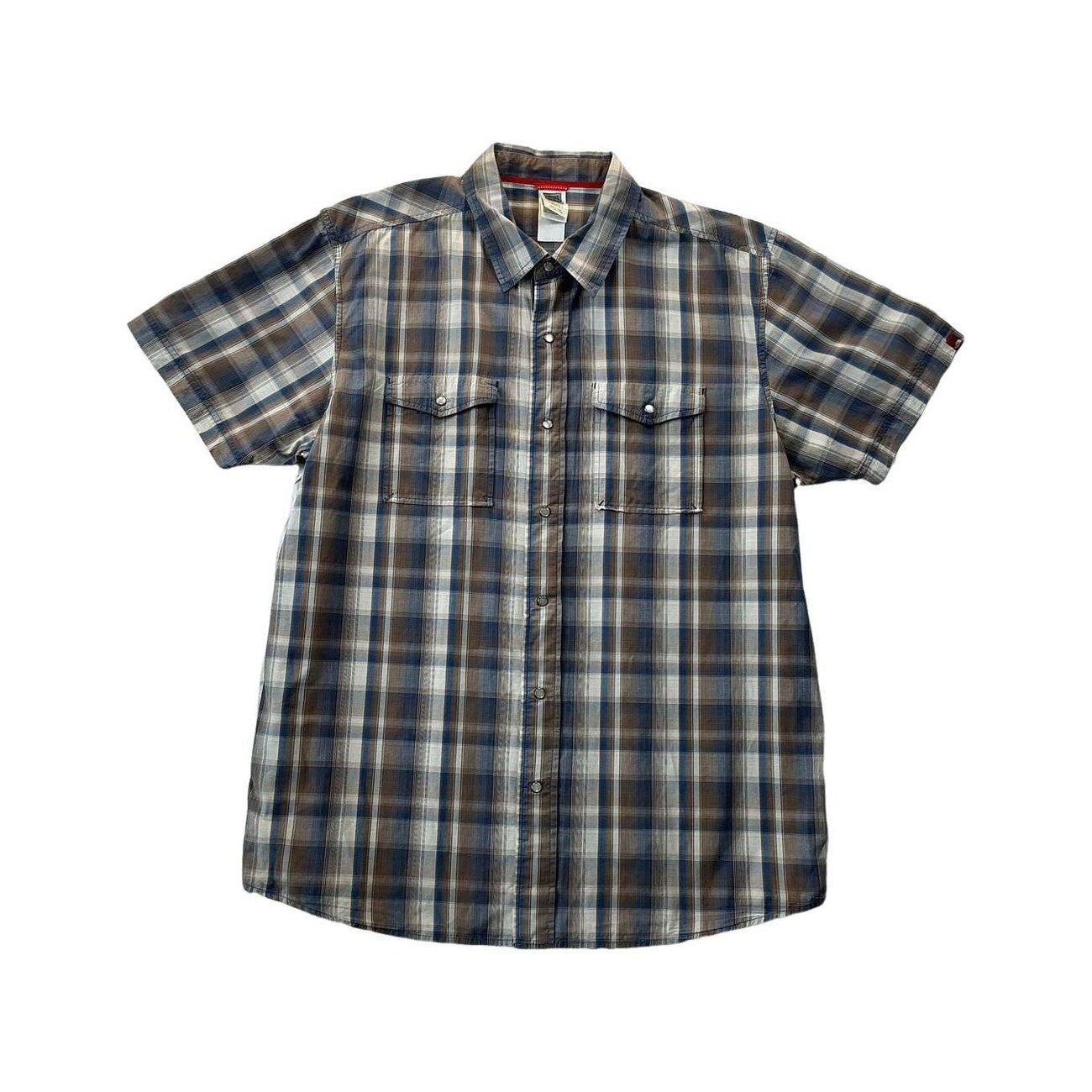 The North Face Men's Pearl Snap Short Sleeve Hiking Shirt Blue XXL USED - FERAL