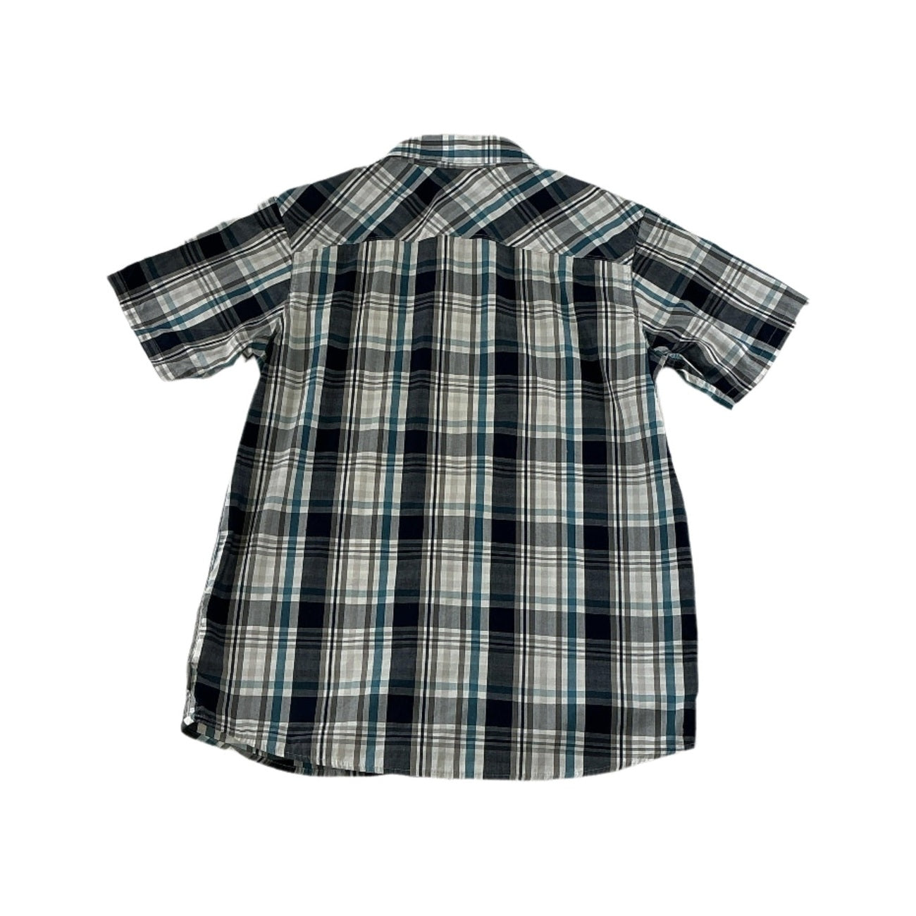 Mountain Hardwear Men's Button Down Short Sleeve Shirt Blue/Grey Medium USED - FERAL
