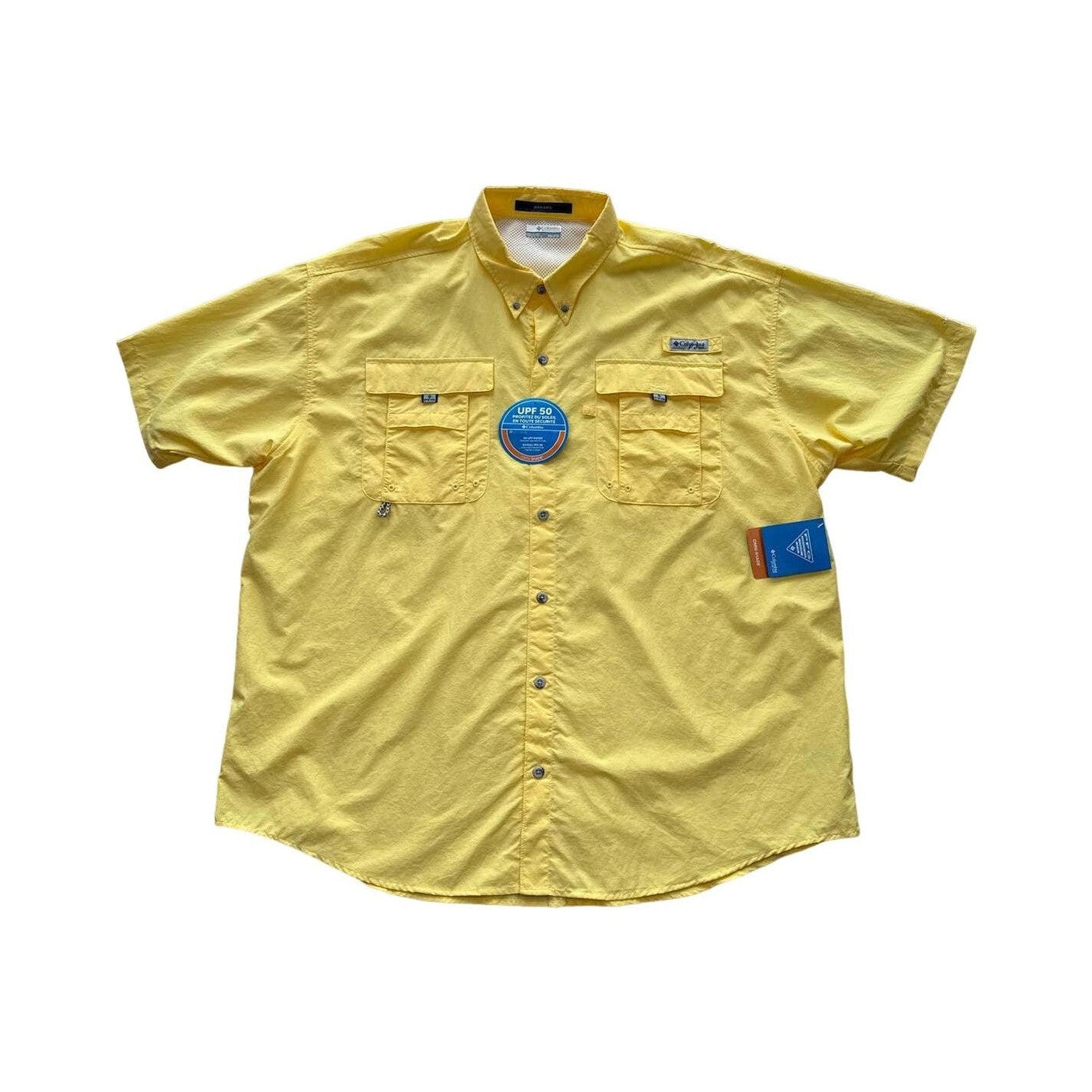 Columbia Men's BFG Bahama Short Sleeve Shirt Yellow XXL USED - FERAL