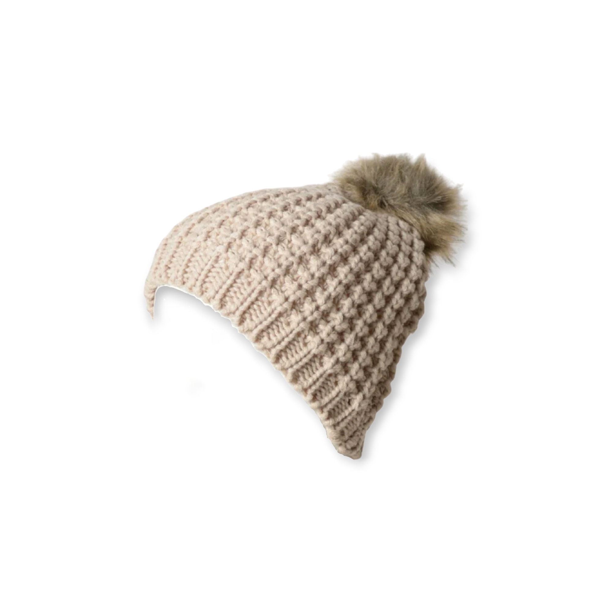 Leto Accessories Textured Knit Pom Pom Beanie - FERAL