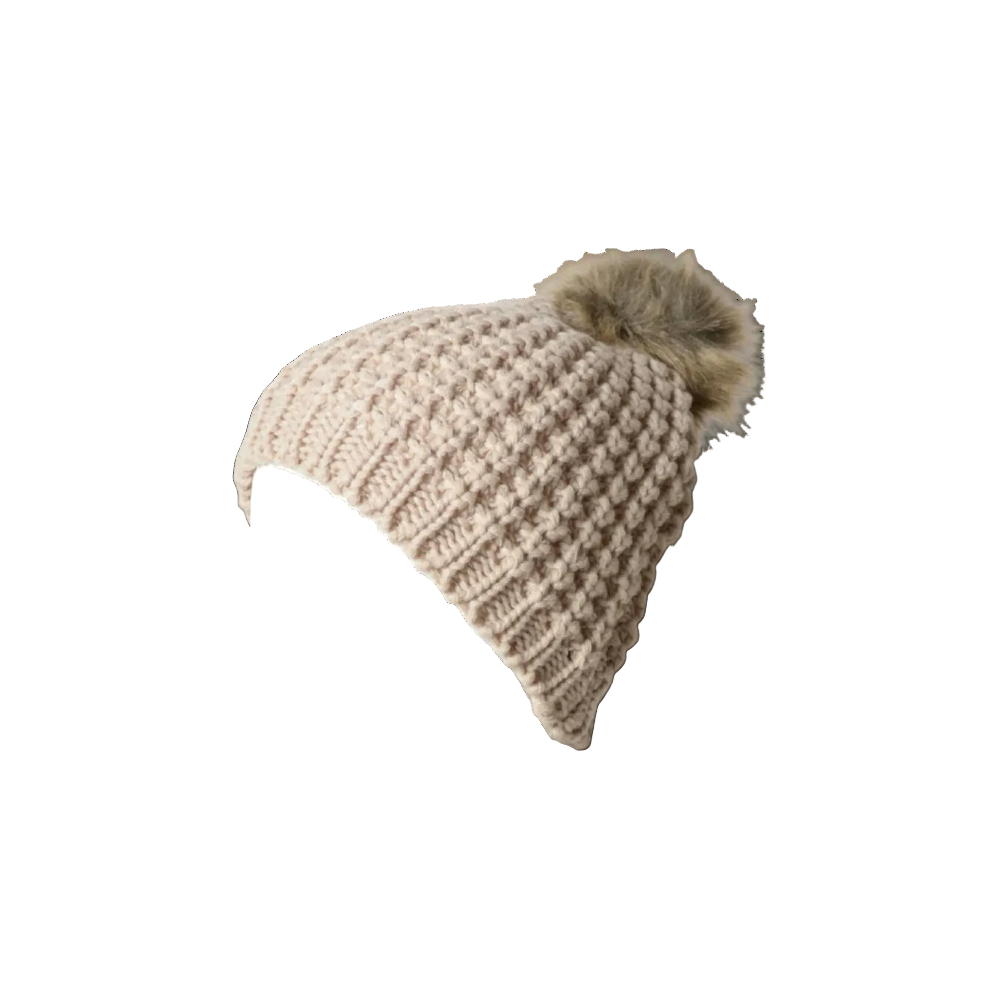 Leto Accessories Textured Knit Pom Pom Beanie - FERAL