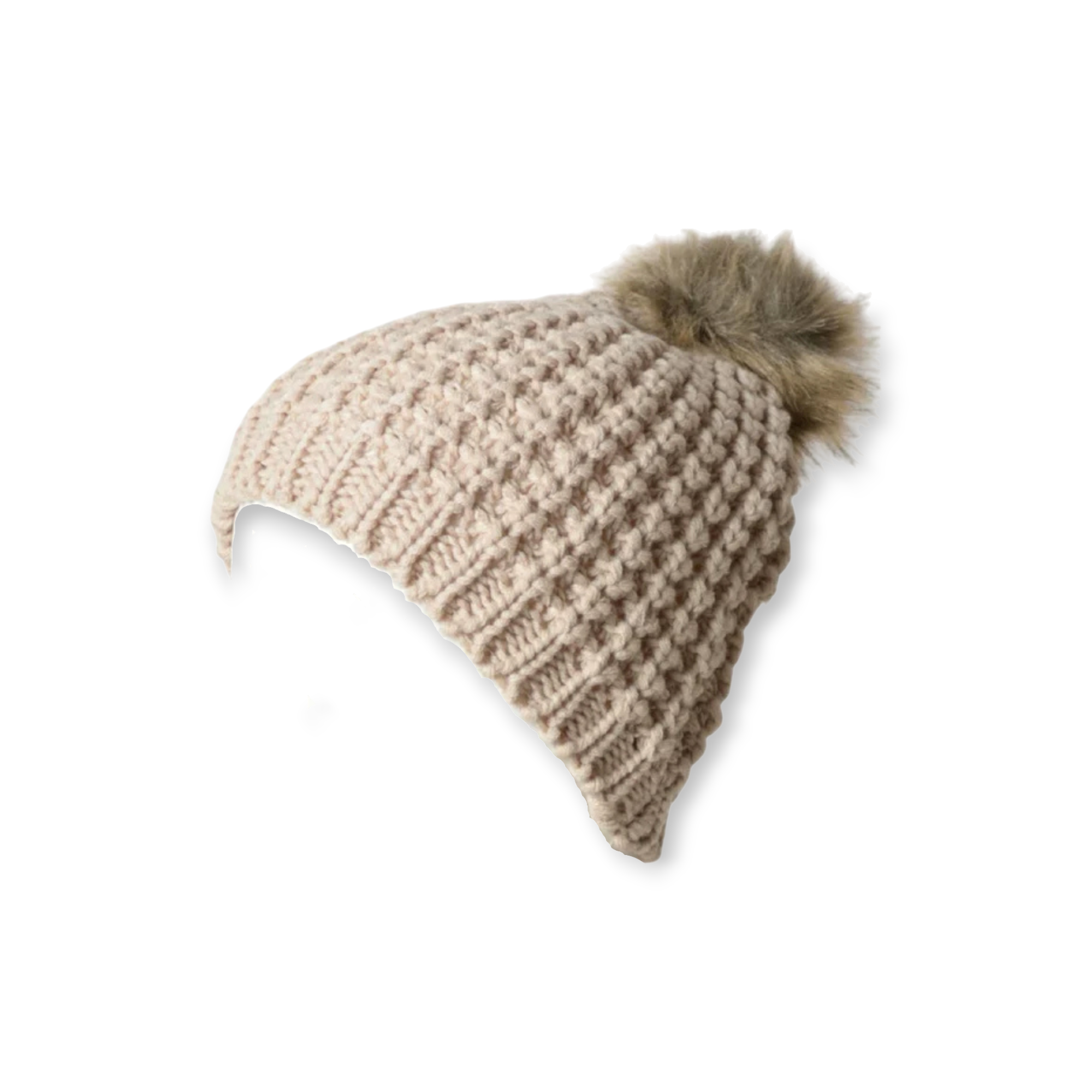 Leto Accessories Textured Knit Pom Pom Beanie - FERAL