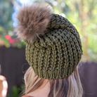 Leto Accessories Textured Knit Pom Pom Beanie - FERAL
