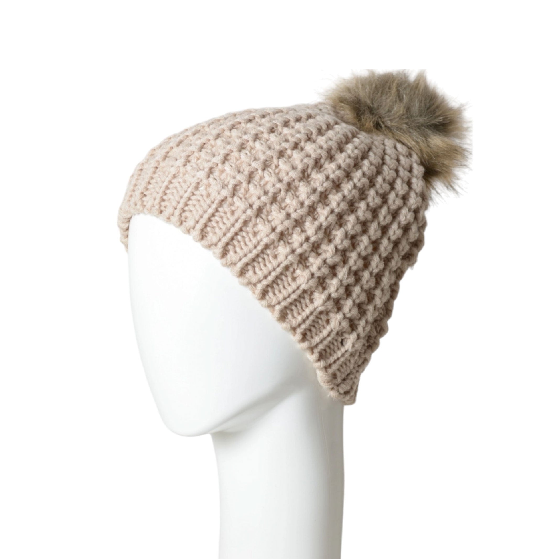 Leto Accessories Textured Beanie With Pom Pom - FERAL