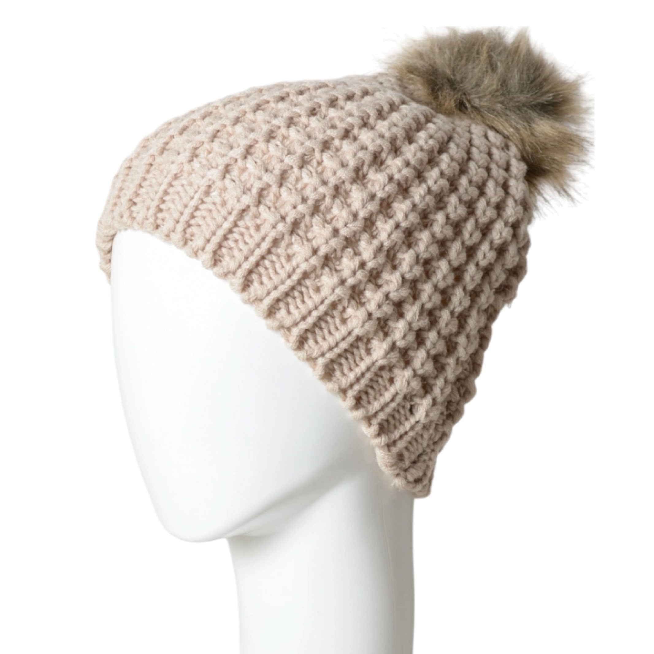 Leto Accessories Textured Beanie With Pom Pom - FERAL
