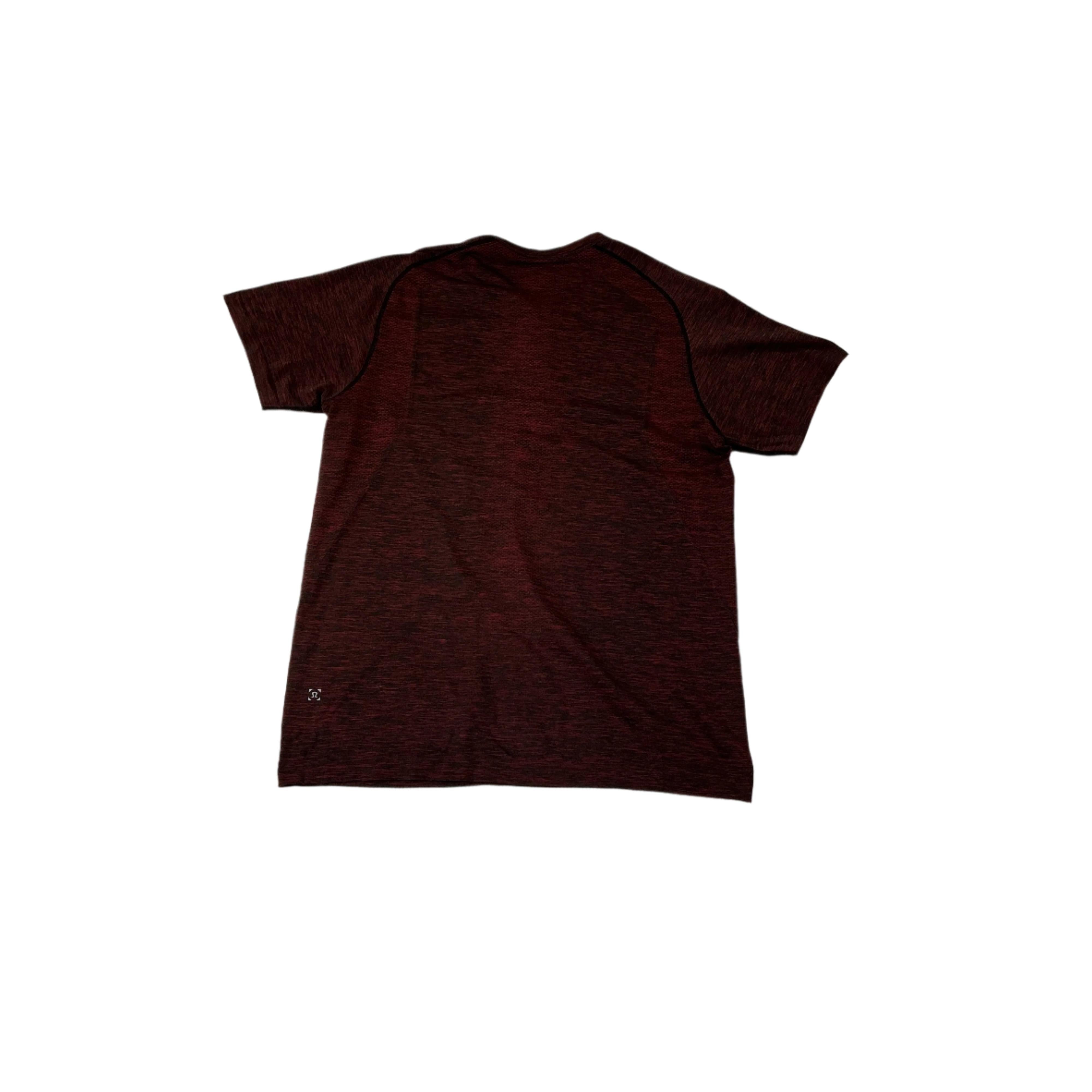 Lululemon Men's Metal Vent Tech Short Sleeve Henley Shirt Oxblood Red Large USED