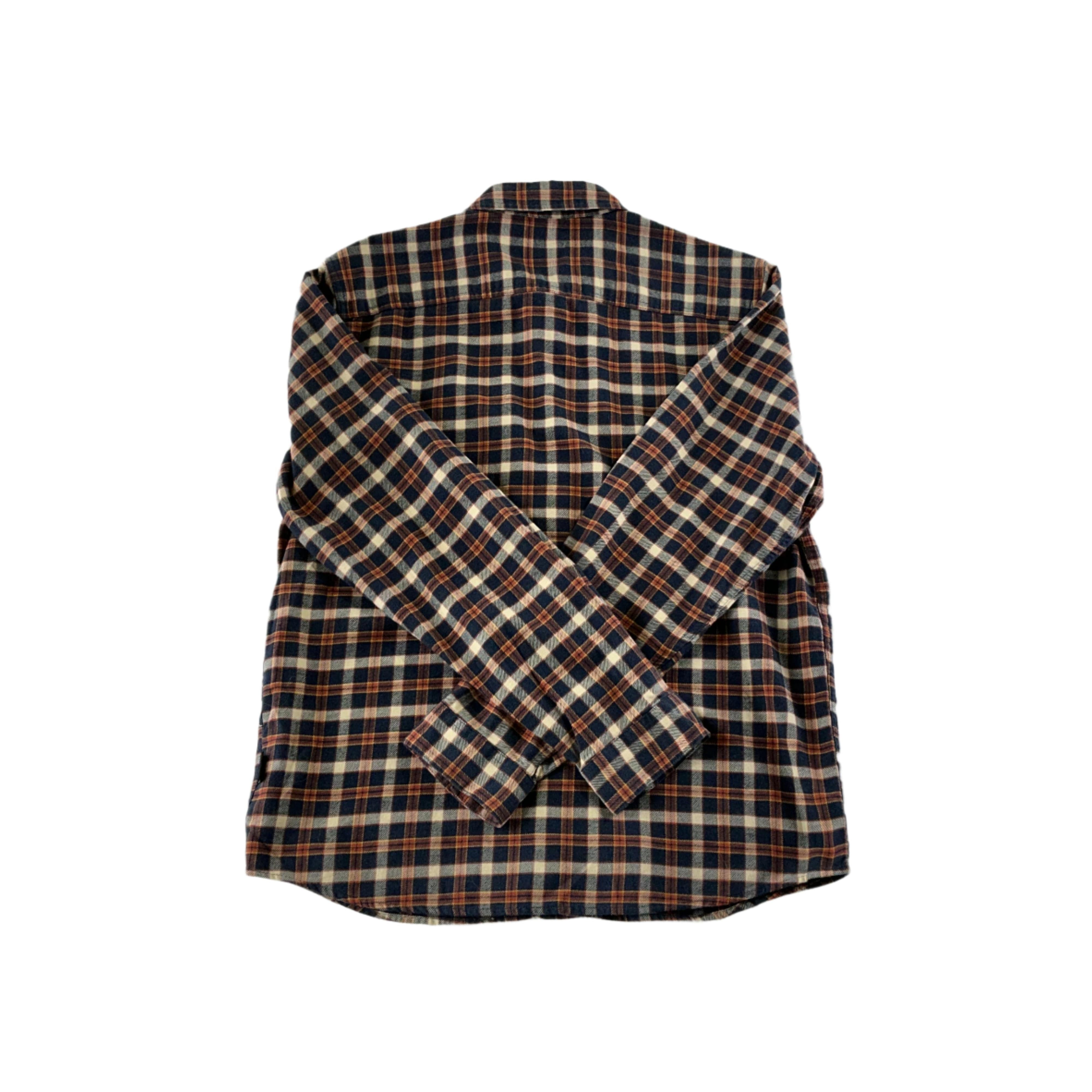 Patagonia Men's Organic Cotton Flannel Shirt Blue/Orange Medium USED