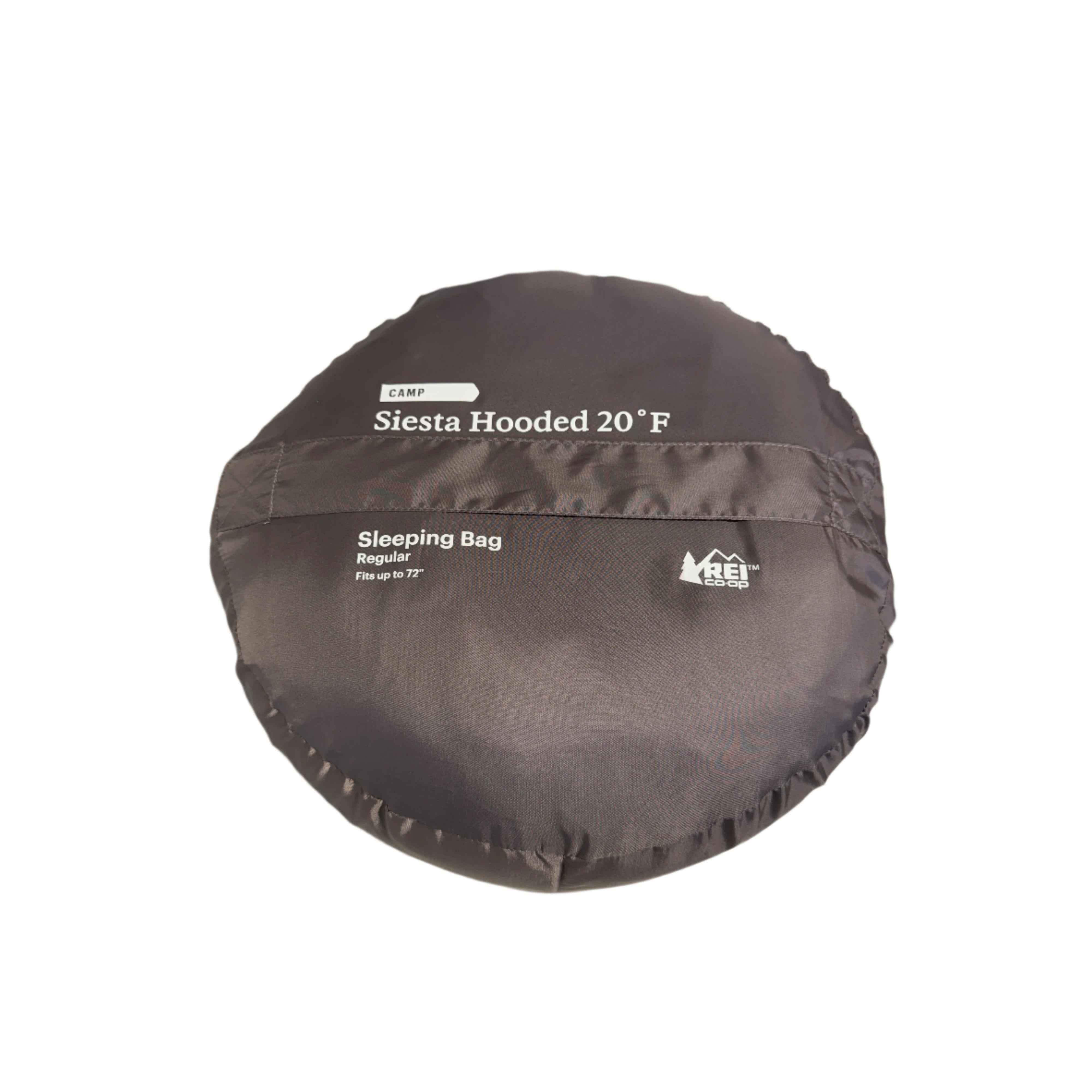 REI Siesta Hooded Sleeping Bag 20 Degrees Stellar Grey Regular Left Zip USED