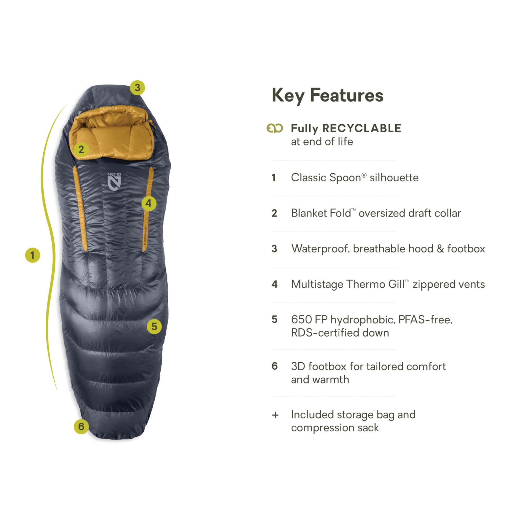 NEMO Disco Men's Endless Promise 15 Degree Down Sleeping Bag - FERAL