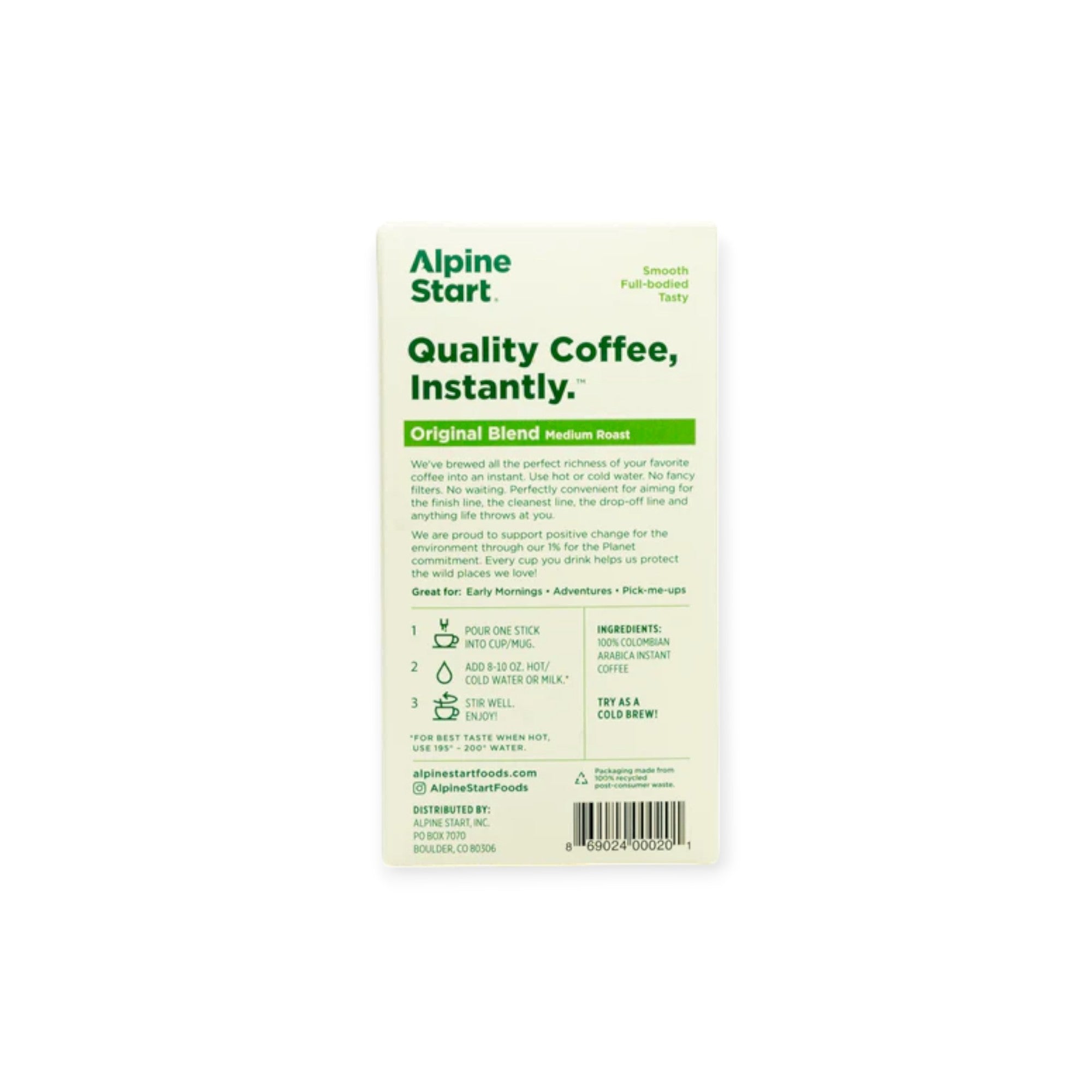 Alpine Start Original Blend Instant Coffee - 8 Pack - FERAL
