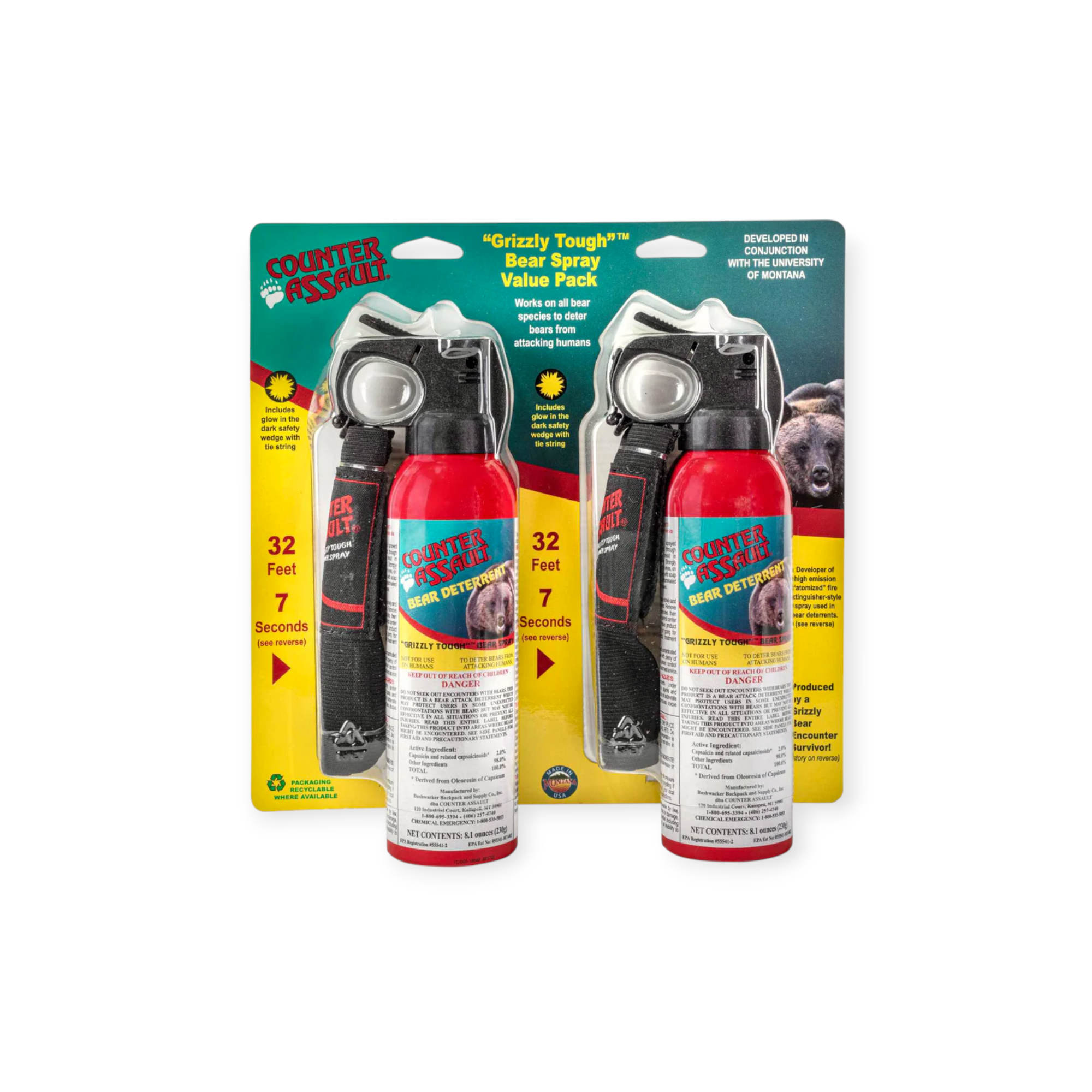 Counter Assault 8.1 oz Bear Spray Two Pack with Holster - FERAL