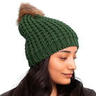 Leto Accessories Textured Beanie With Pom Pom - FERAL