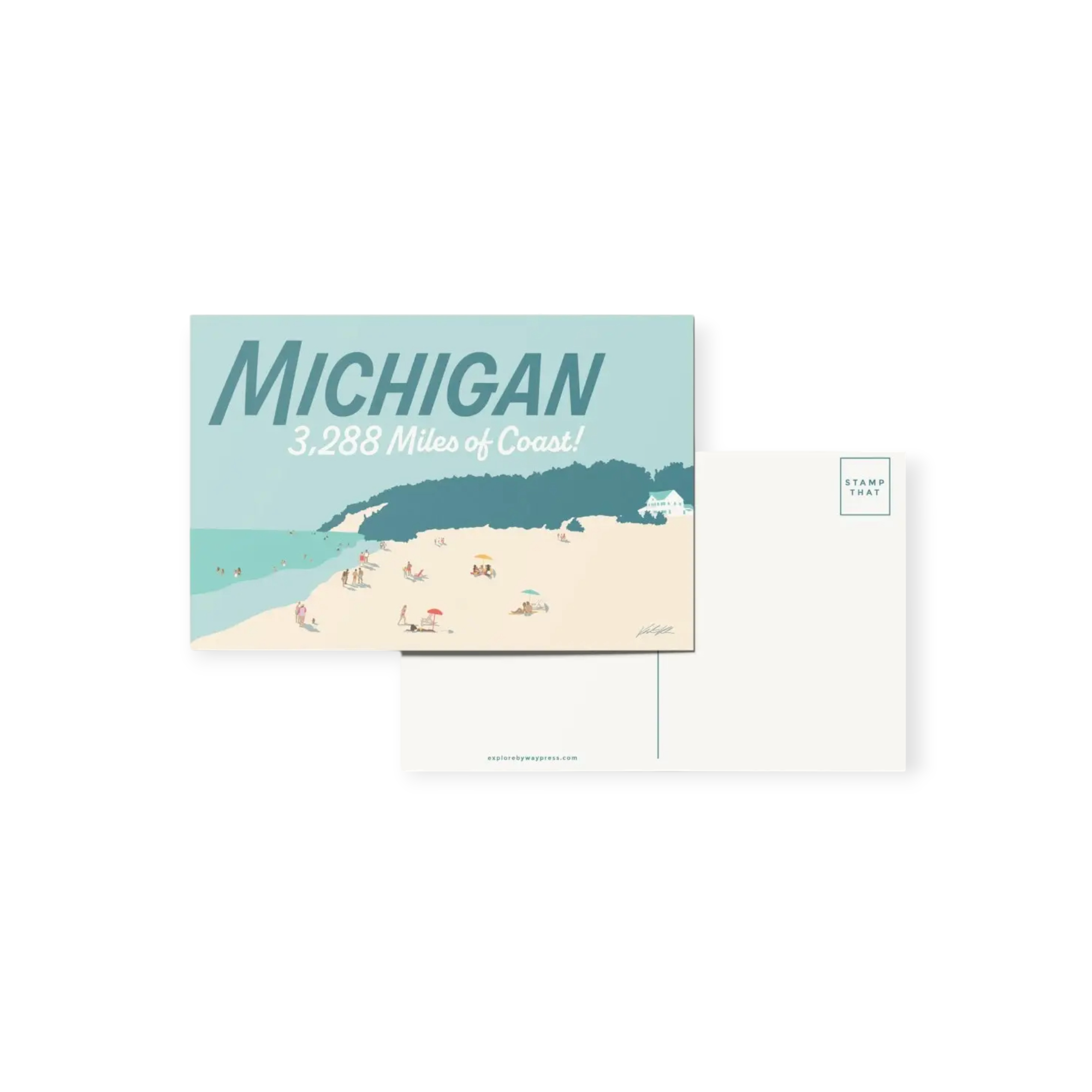 Byway Press Michigan 3288 Miles of Coast Travel Postcard - FERAL