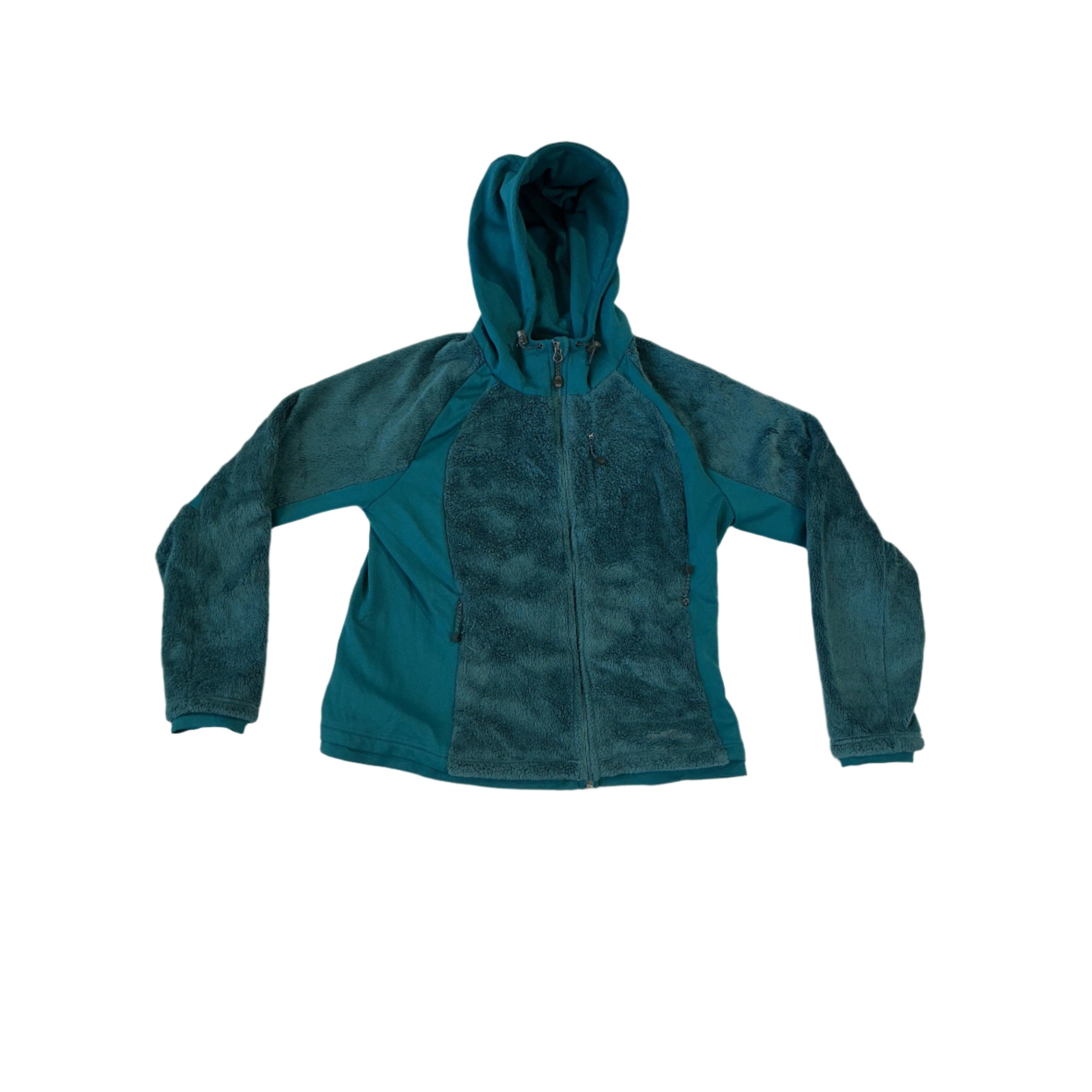 Eddie Bauer Women's Hooded Fuzzy Fleece Jacket Blue Large USED
