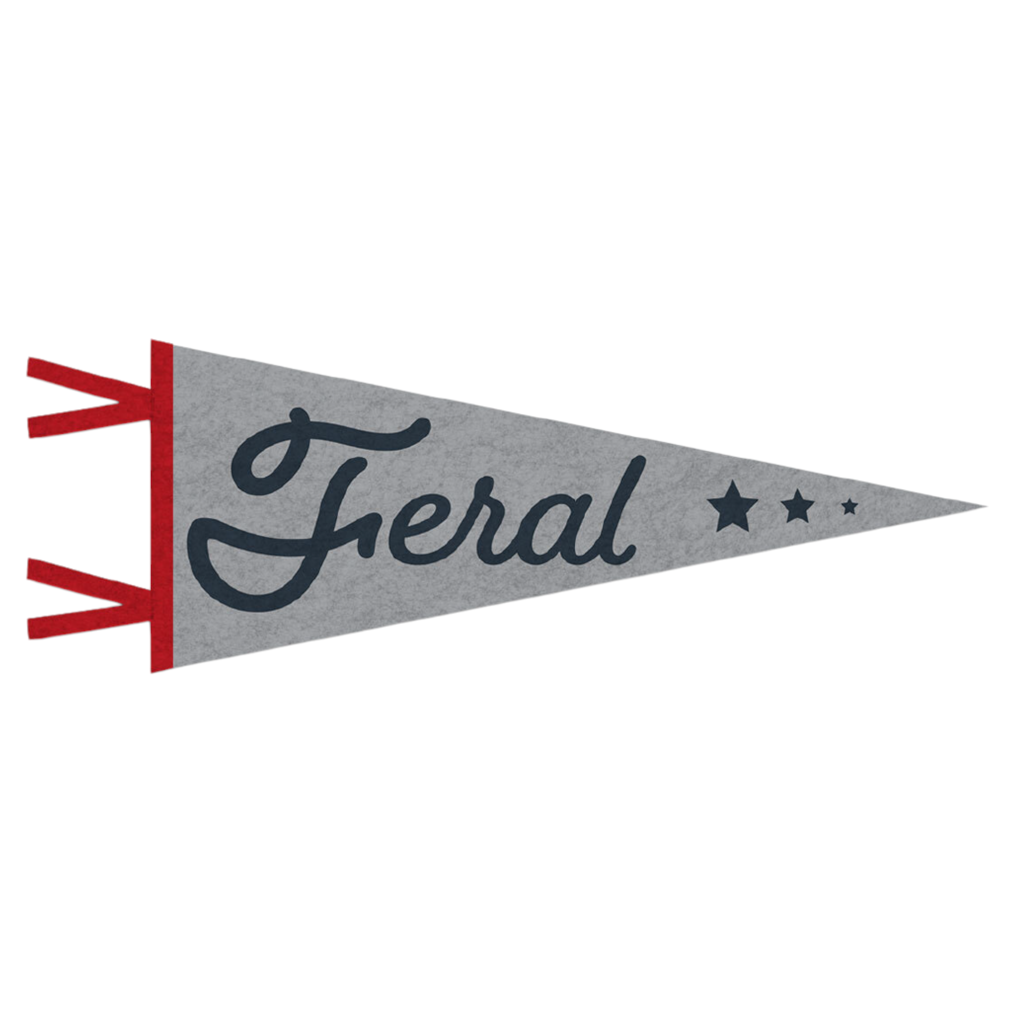 FERAL Stars Felt Pennant Silver | Red | Navy - FERAL