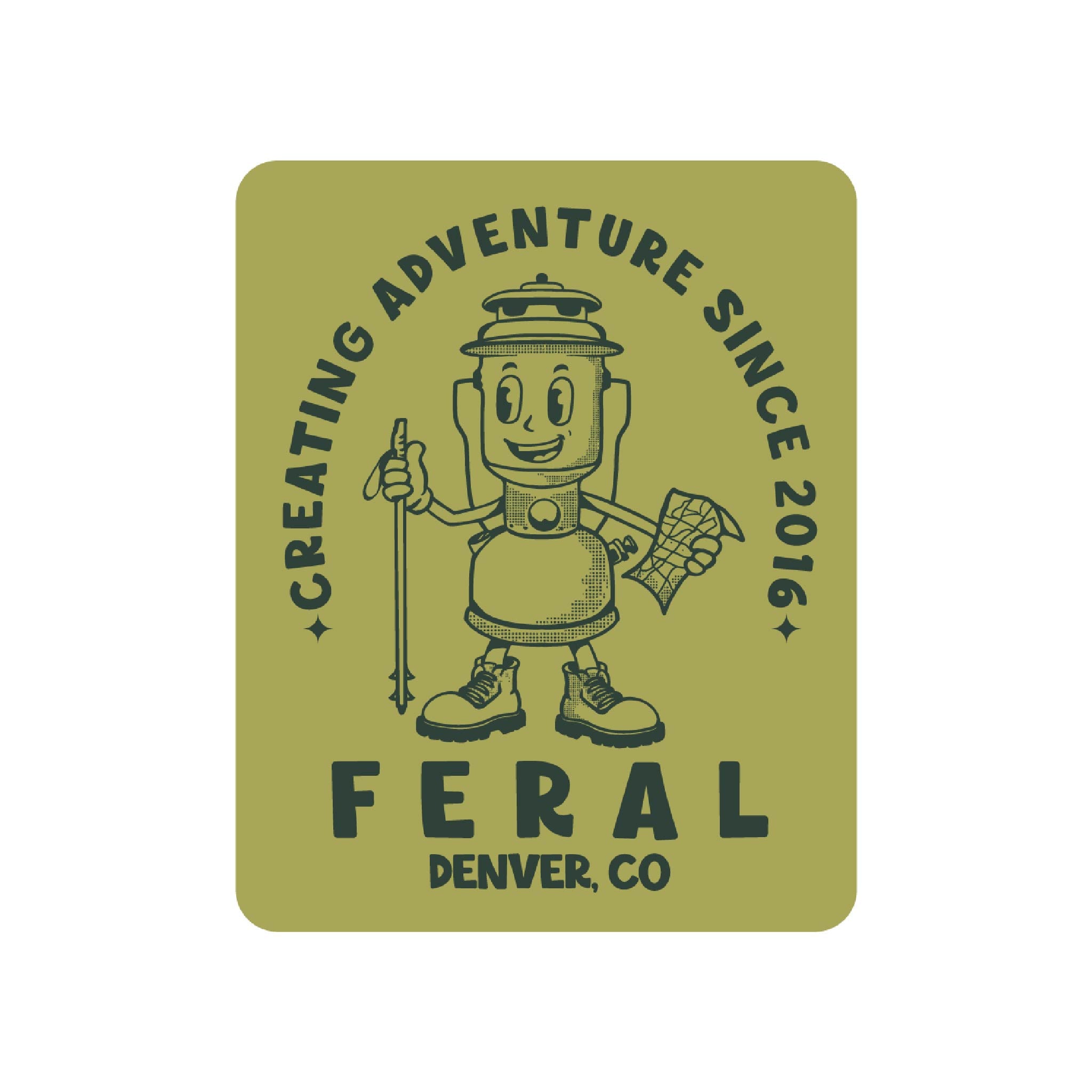 FERAL Denver Retro Adventure Lantern Sticker Green - FERAL