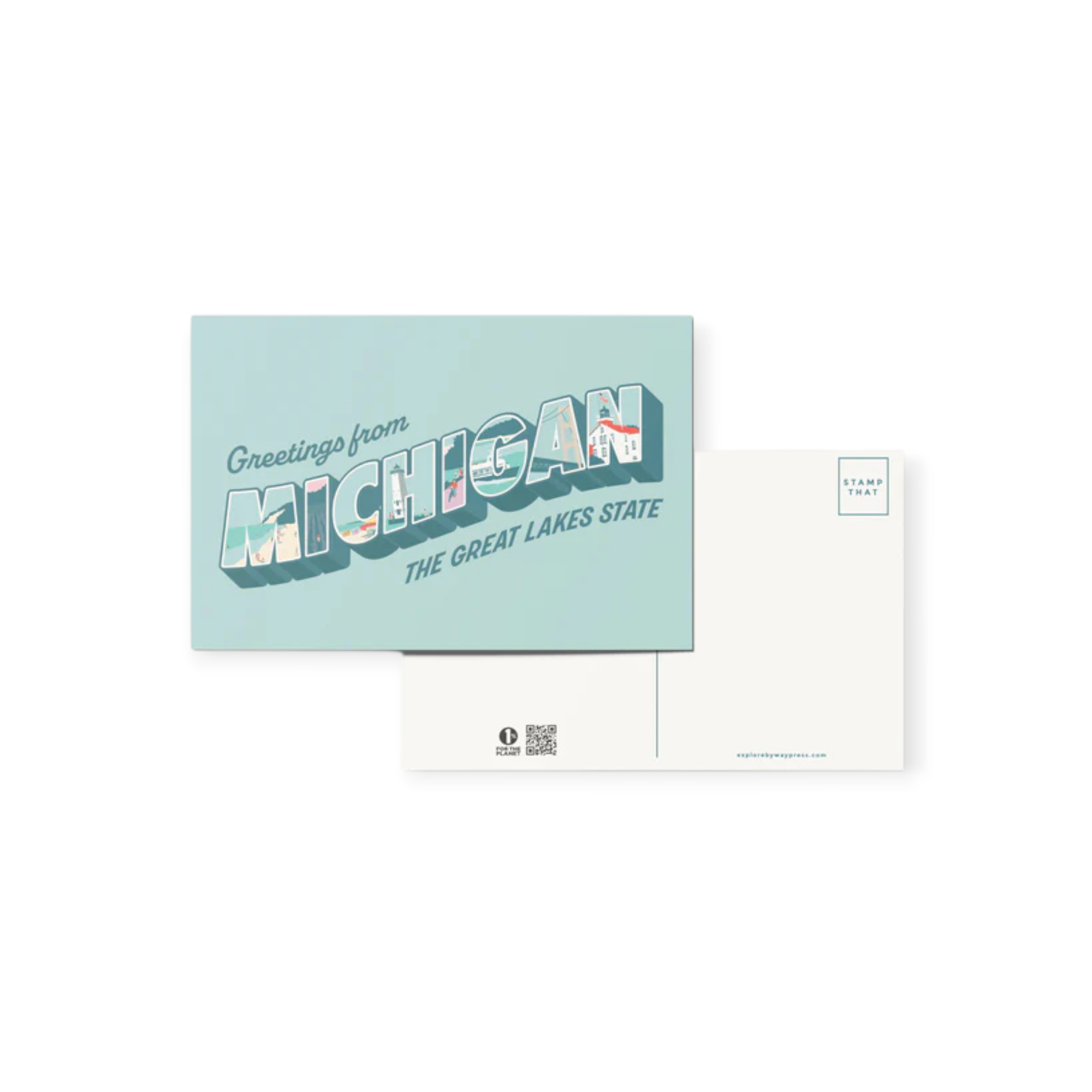 Byway Press Greetings from Michigan Retro Travel Postcard - FERAL