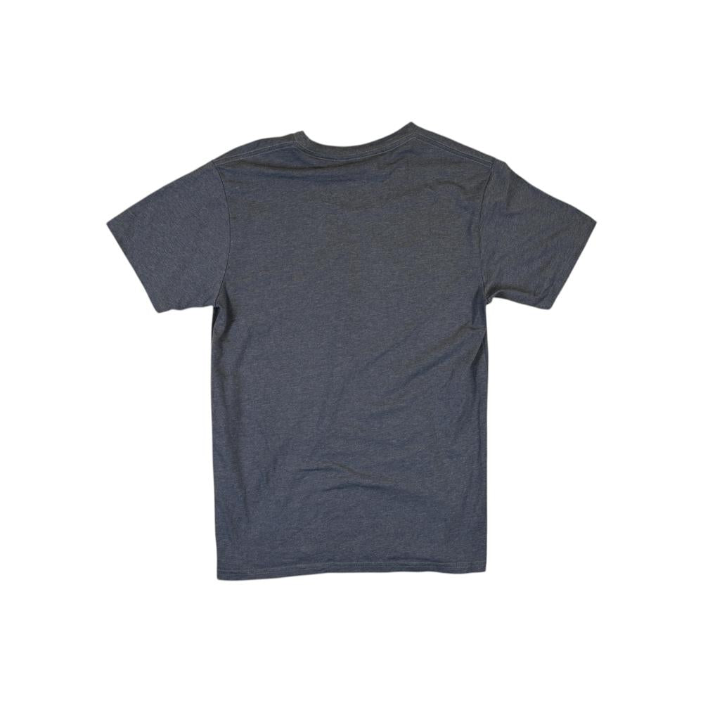 Gray graphic t-shirt by Marmot, displayed on a white background.