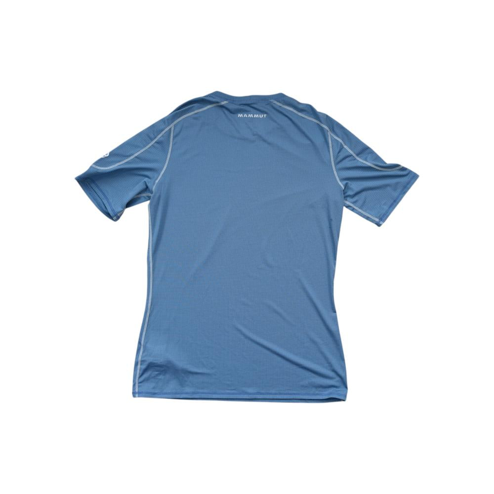 Blue slim fit shirt by Mammut with short sleeves and a subtle checkered pattern.