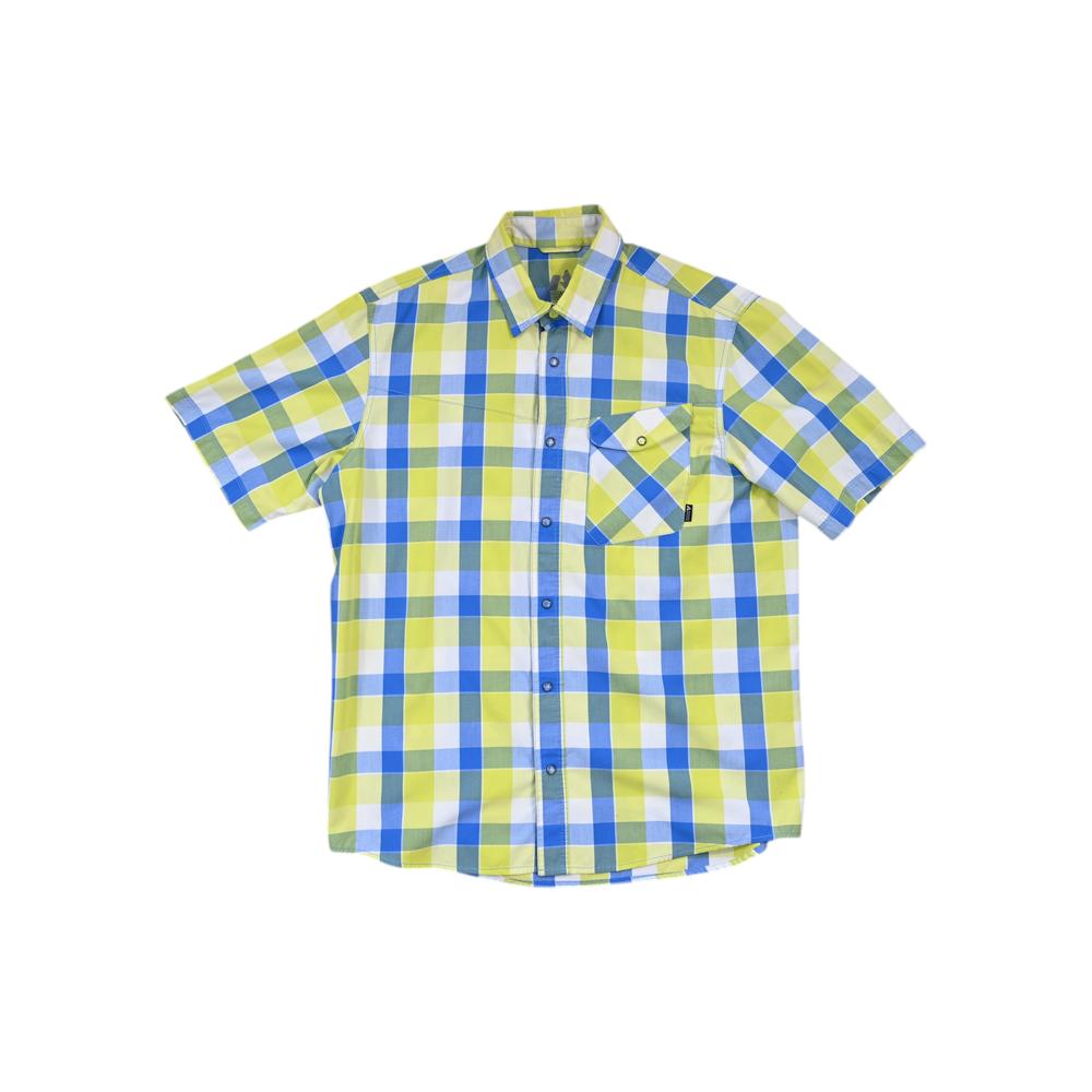 Eddie Bauer Men's First Ascent Button Up Shirt Yellow/Blue L Used - FERAL