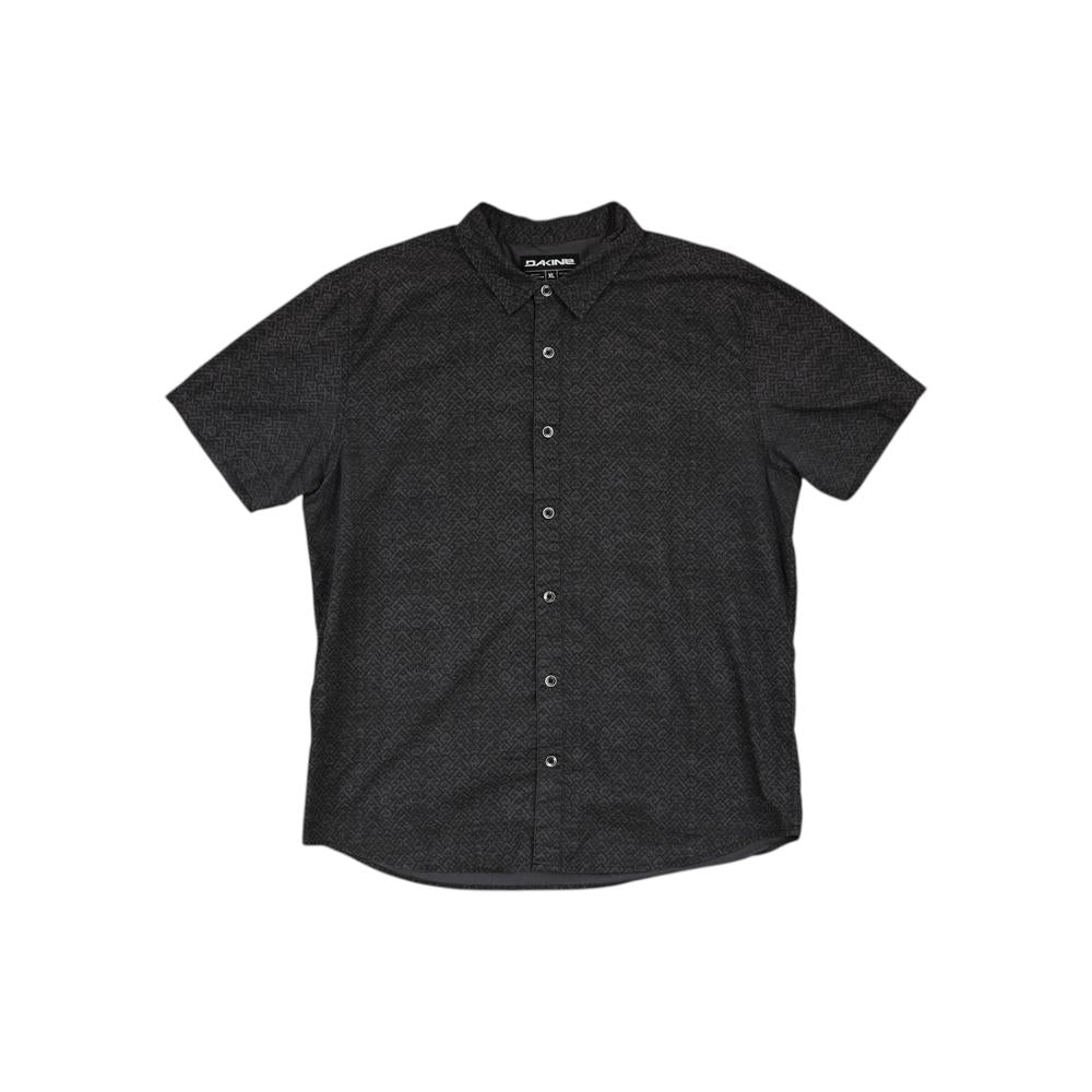 Grey button up shirt by Dakine with a patterned weave and short sleeves.