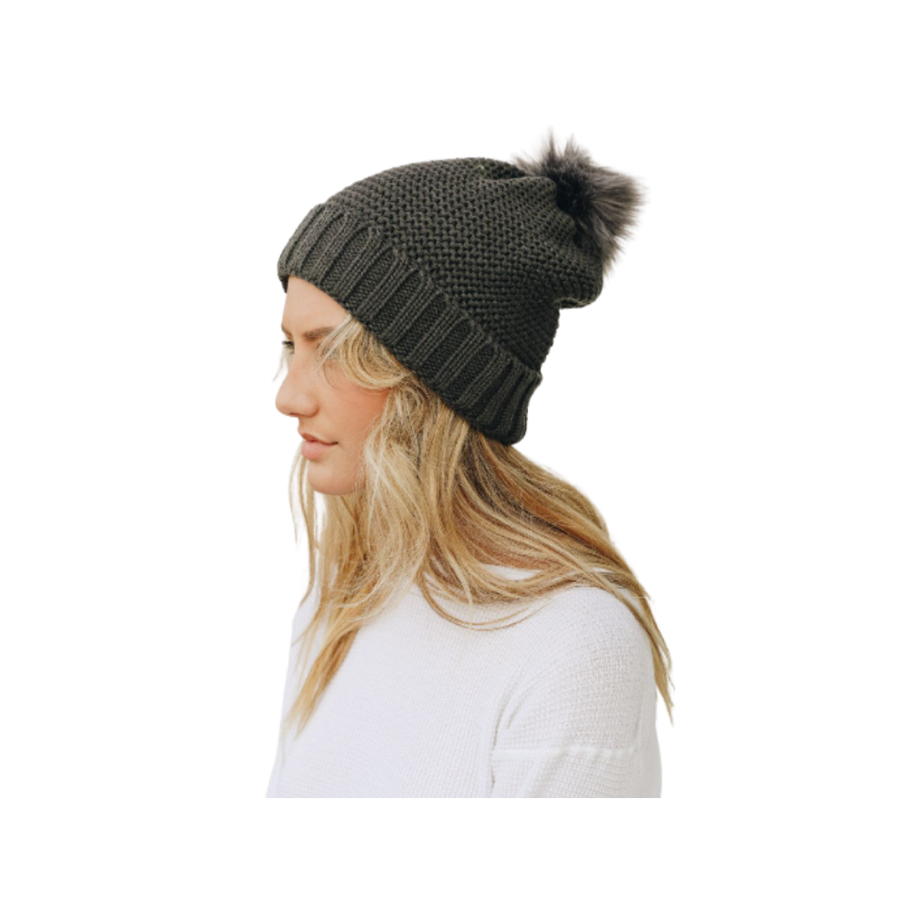 Leto Accessories Sherpa Lining Pom Beanie - FERAL