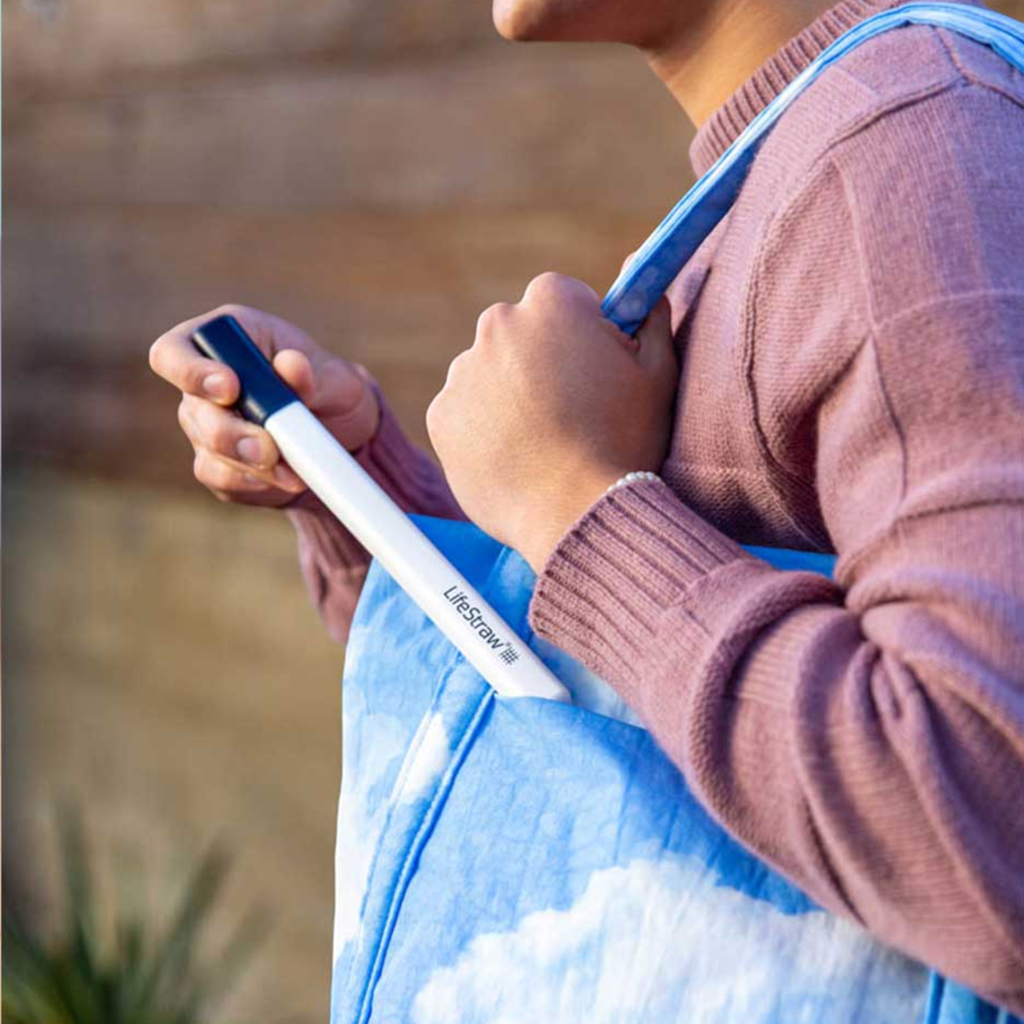 LifeStraw Sip Reusable Stainless Steel Water Filter Straw With Carry Case - FERAL