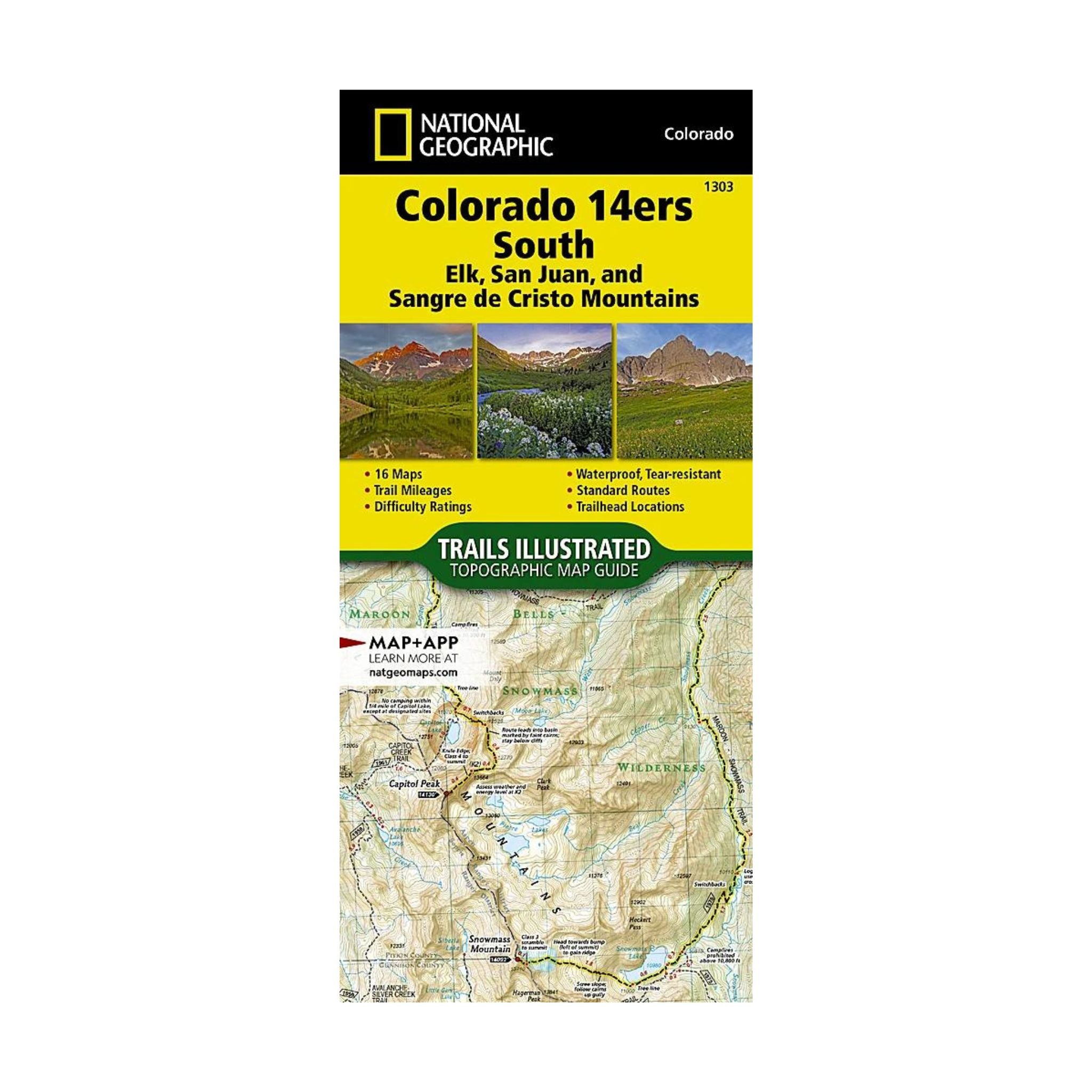 National Geographic 1303: Colorado 14ers South Map Guide (San Juan, Elk, and Sangre de Cristo Mountains) - FERAL