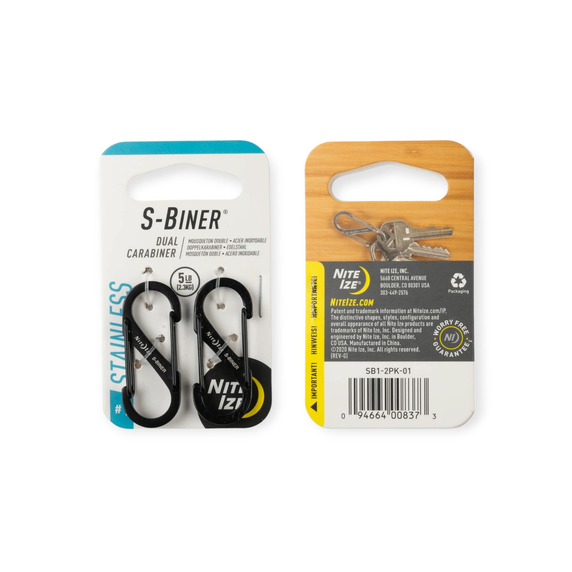 Nite Ize S-Biner Stainless Steel Dual Carabiner #1 - 2 Pack - FERAL