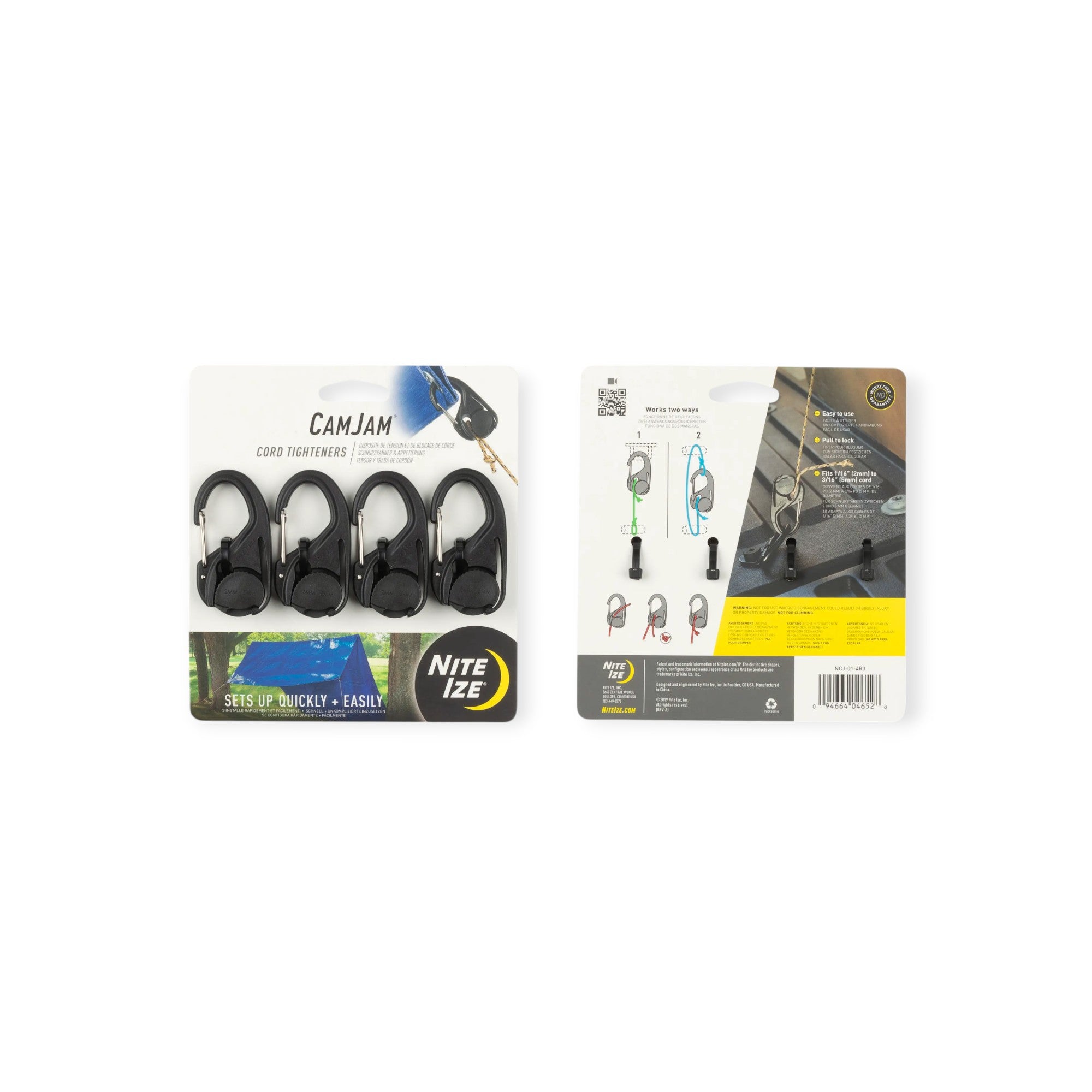 Nite Ize CamJam Cord Tightener - 4 Pack - FERAL
