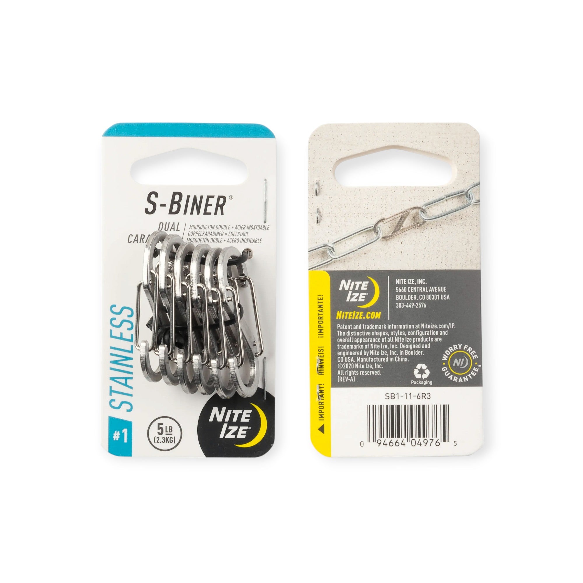 Nite Ize S-Biner Stainless Steel Dual Carabiner #1 - 6 Pack - FERAL