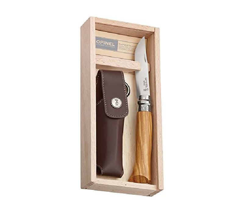 Opinel No. 8 Olive Folding Knife + Alpine Sheath Gift Box - FERAL