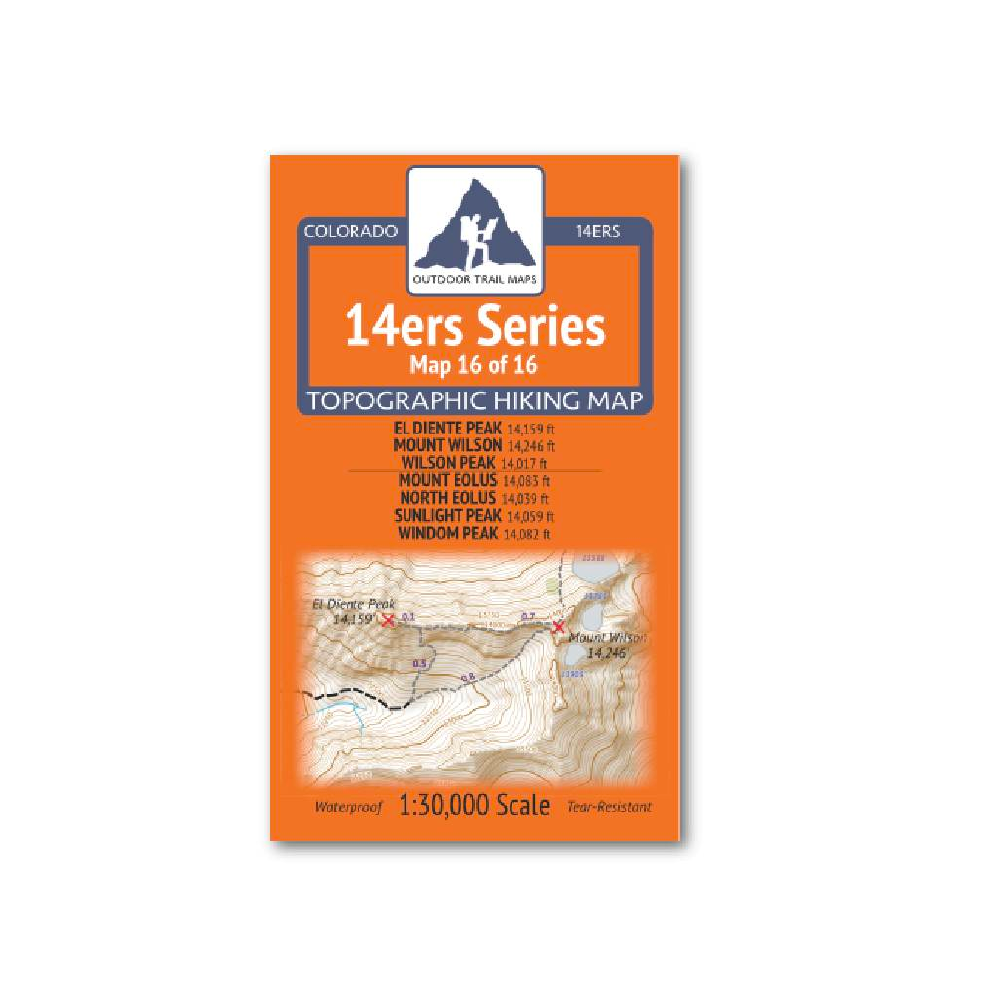Outdoor Trail Maps 14er Series Map 16/16: El Diente/Wilson/Eolus/North Eolus/Sunlight/Windom Map - FERAL