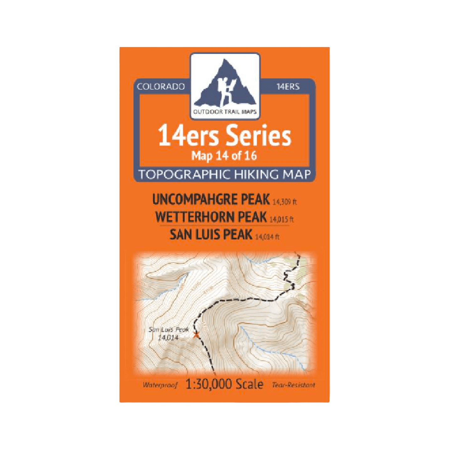 Outdoor Trail Maps 14er Series Map 14/16:  Uncompahgre/Wetterhorn/San Luis Map - FERAL