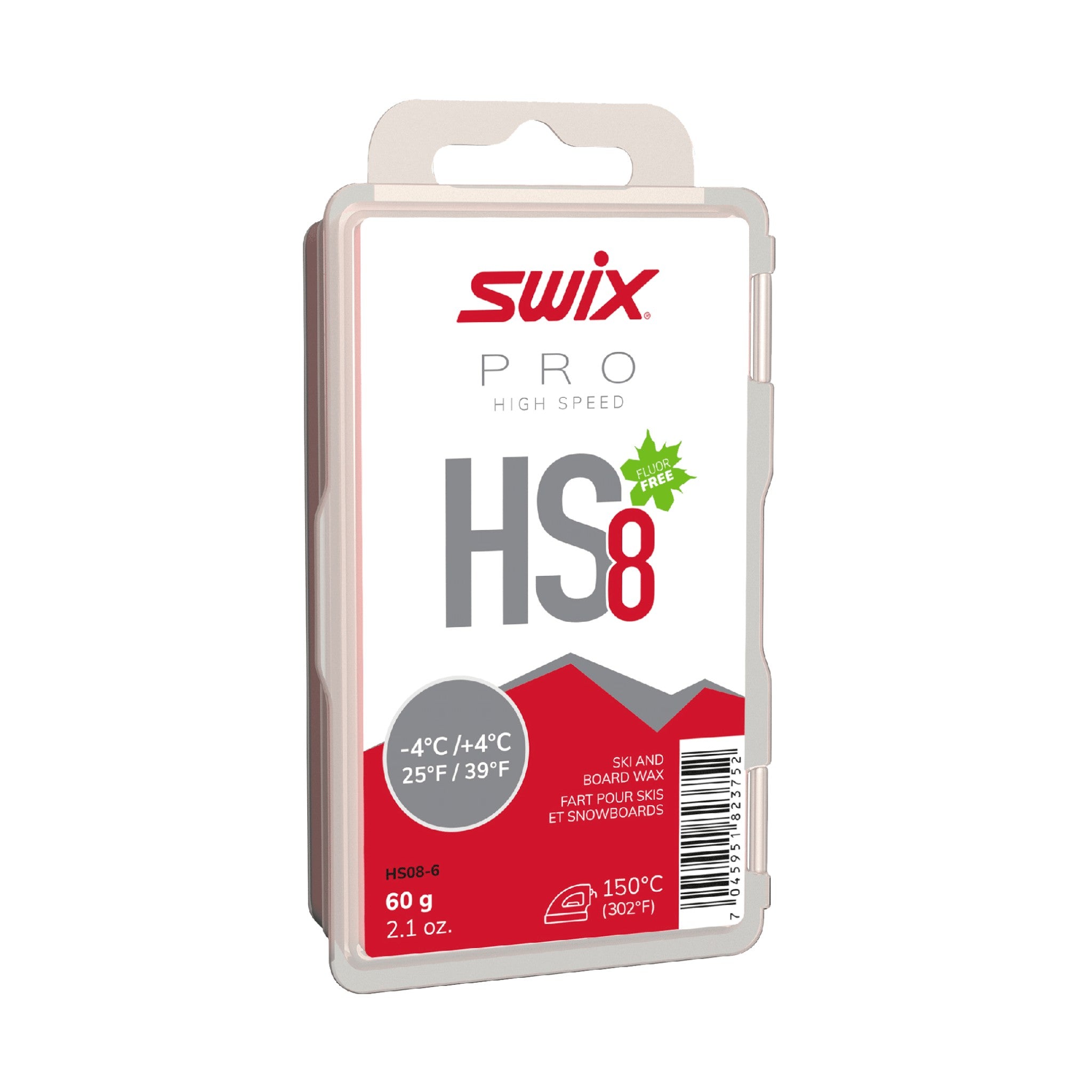 SWIX Fluorocarbon Universal Ski Wax HS8 Red - FERAL