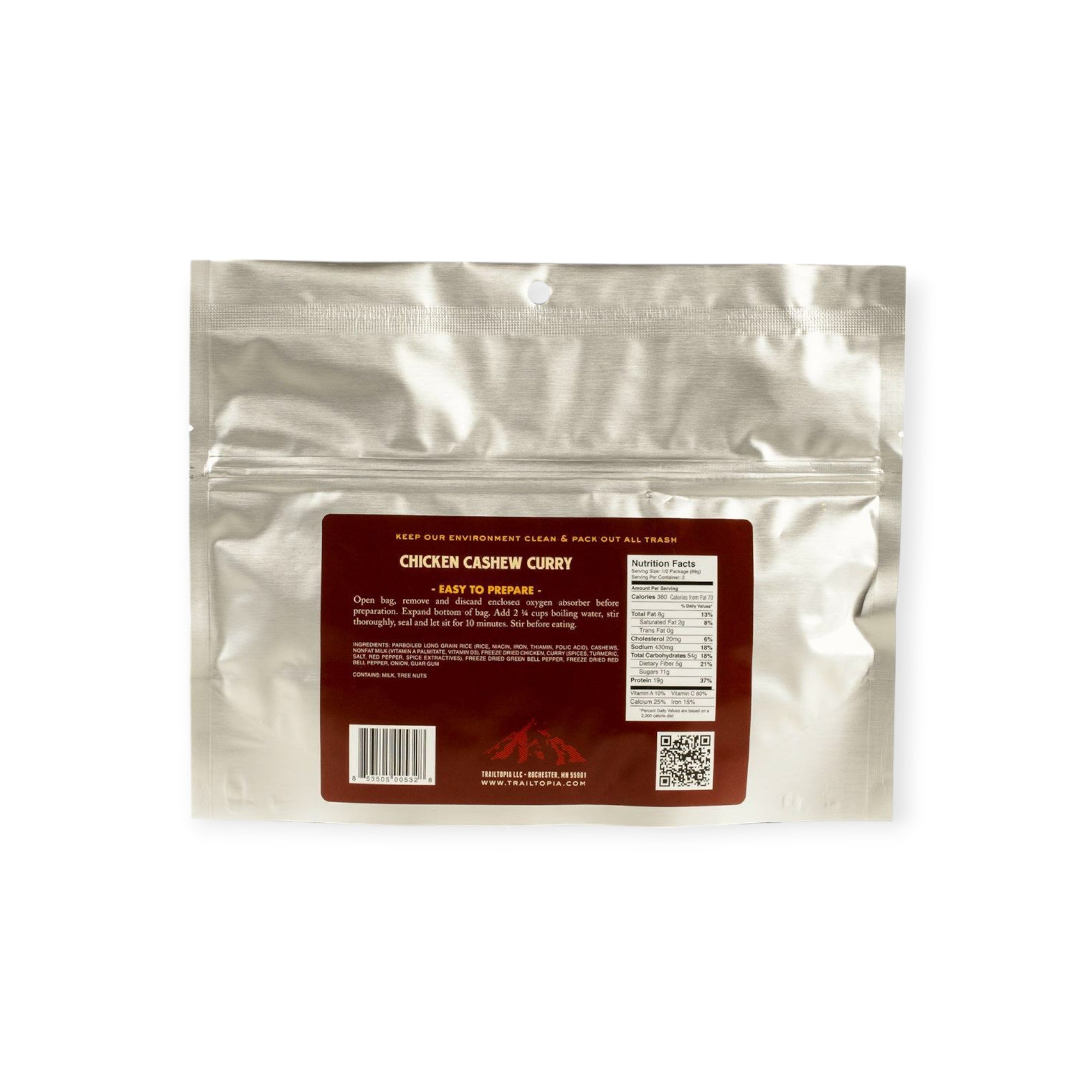 Trailtopia Chicken Cashew Curry Freeze Dried Meal 2 Serving - FERAL